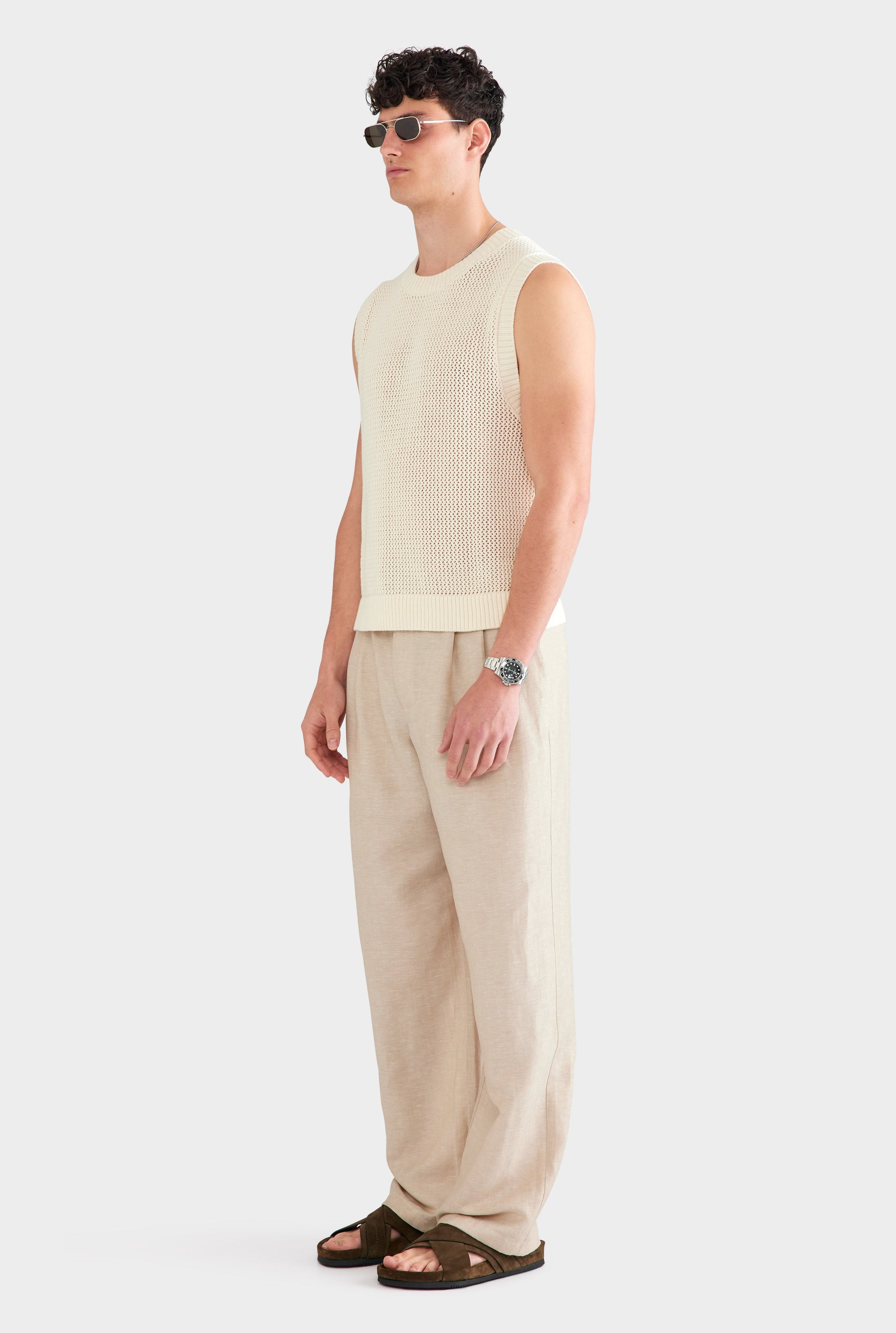 Crochet Knit Tank - Cream