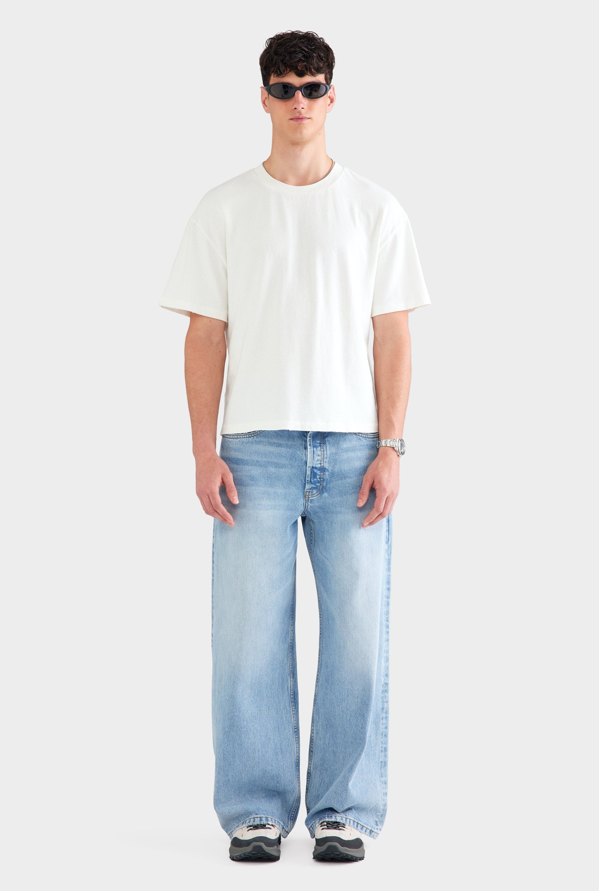 Distressed Cotton Linen T Shirt - Off White
