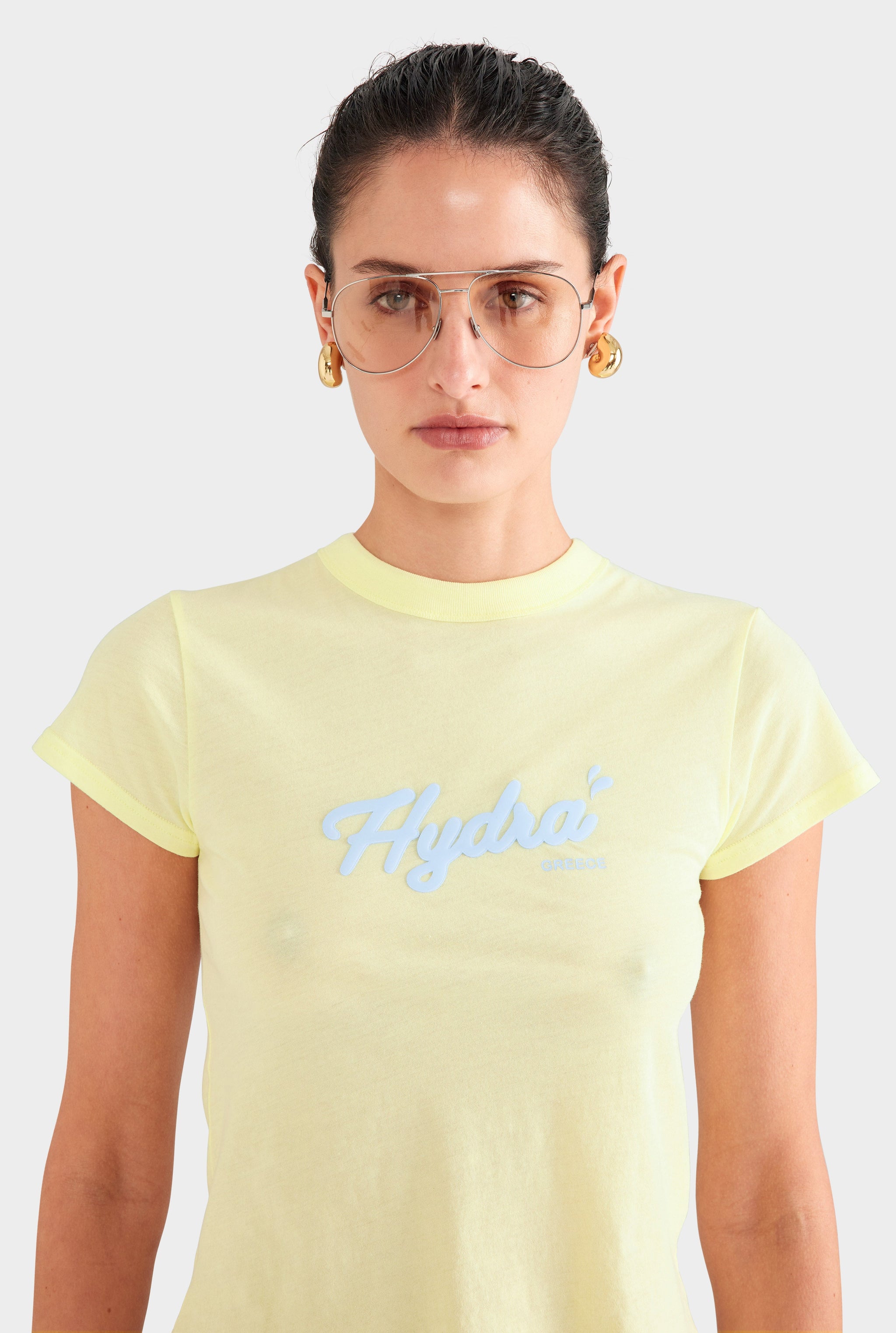 Lightweight Cotton Baby Tee - Pale Yellow/Hydra