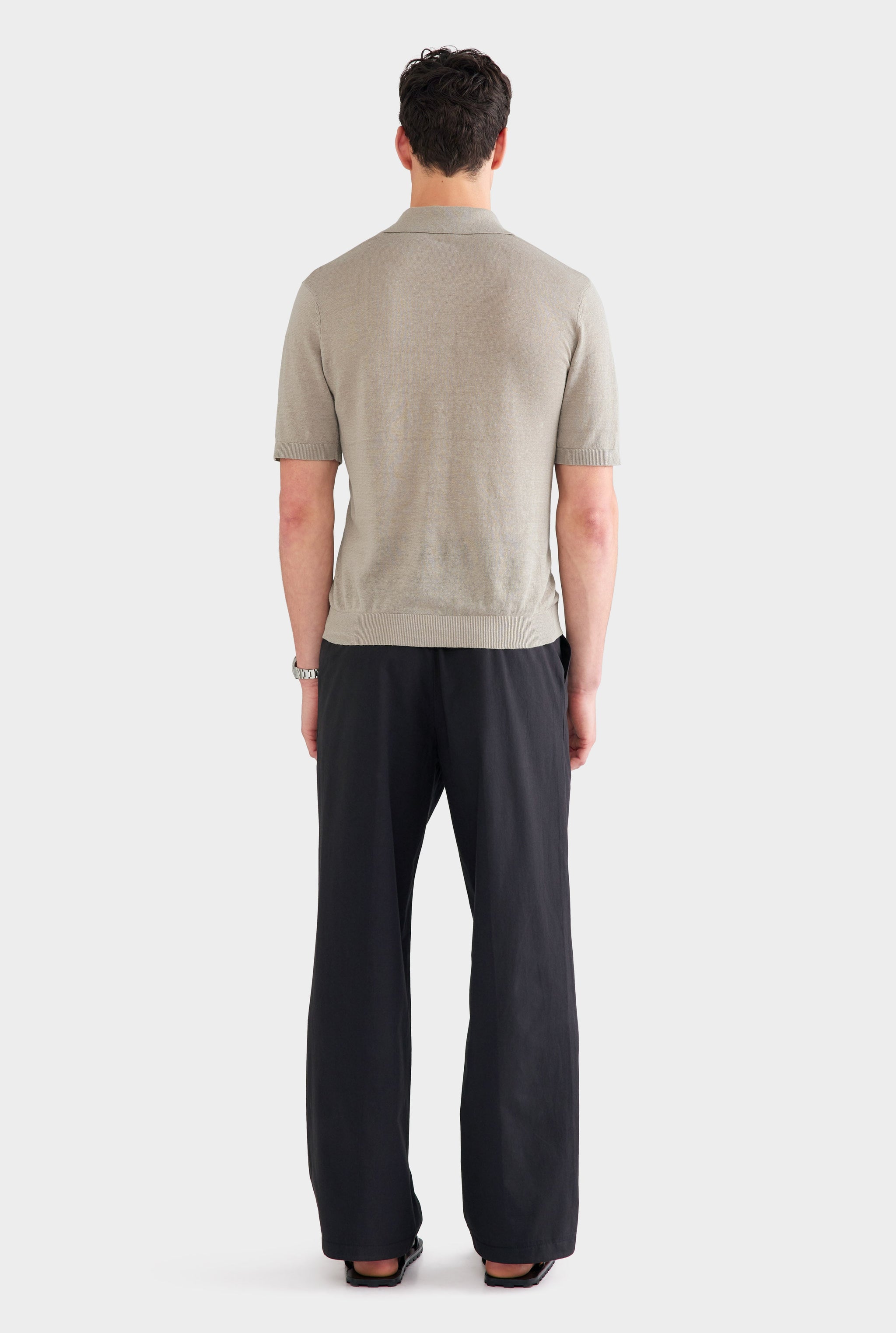Linen Knit Polo - Stone