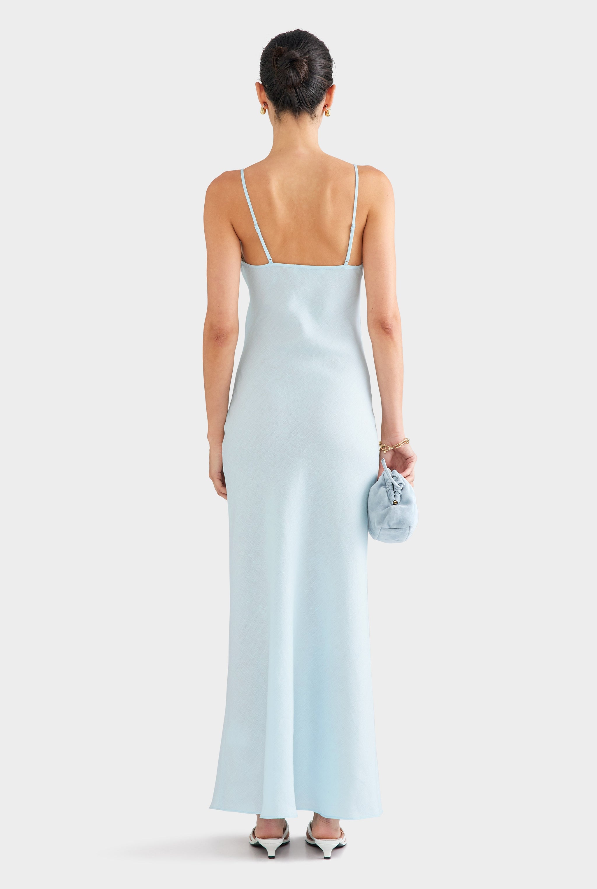 Linen Slip Dress - Sky Blue