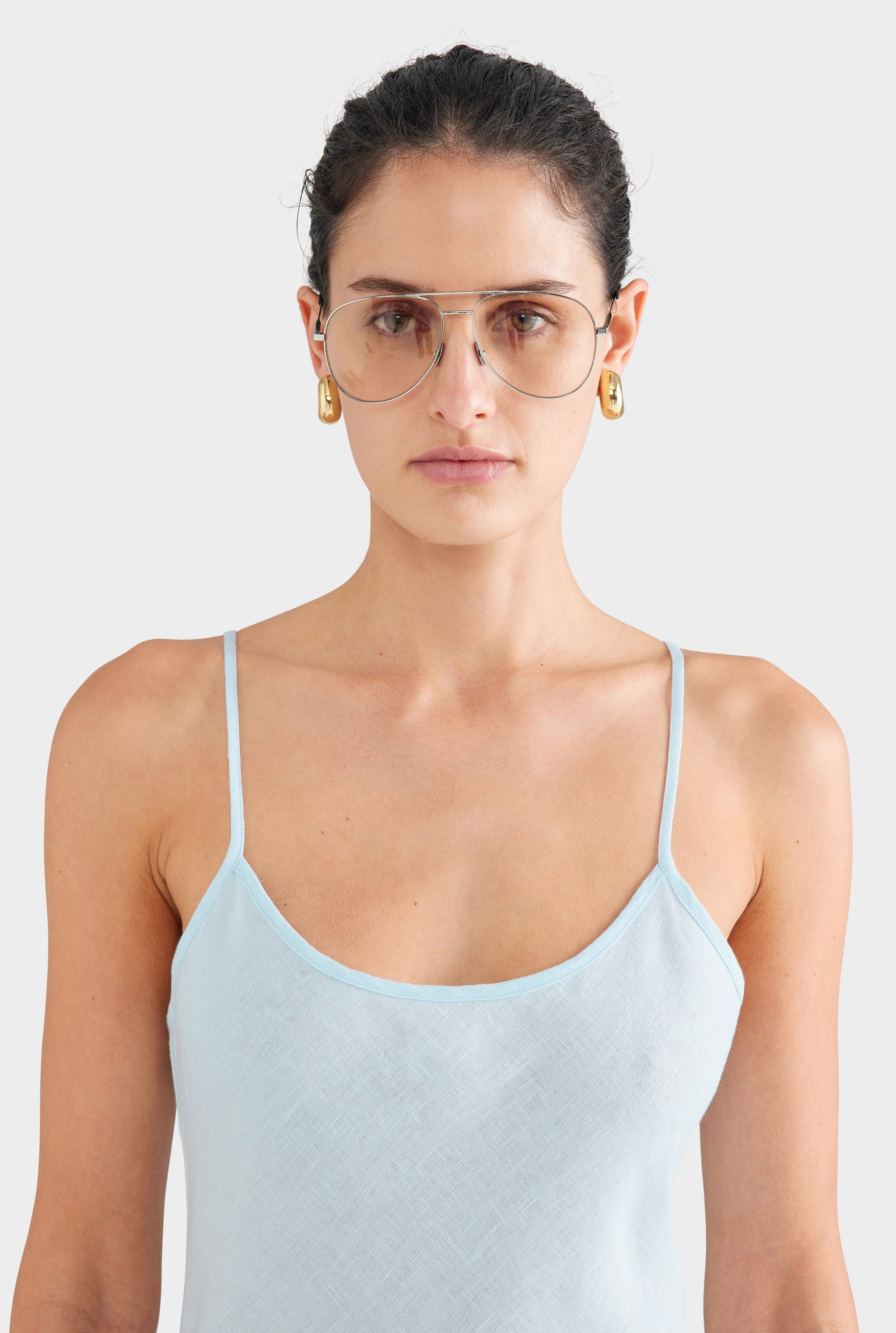 Linen Slip Dress - Sky Blue