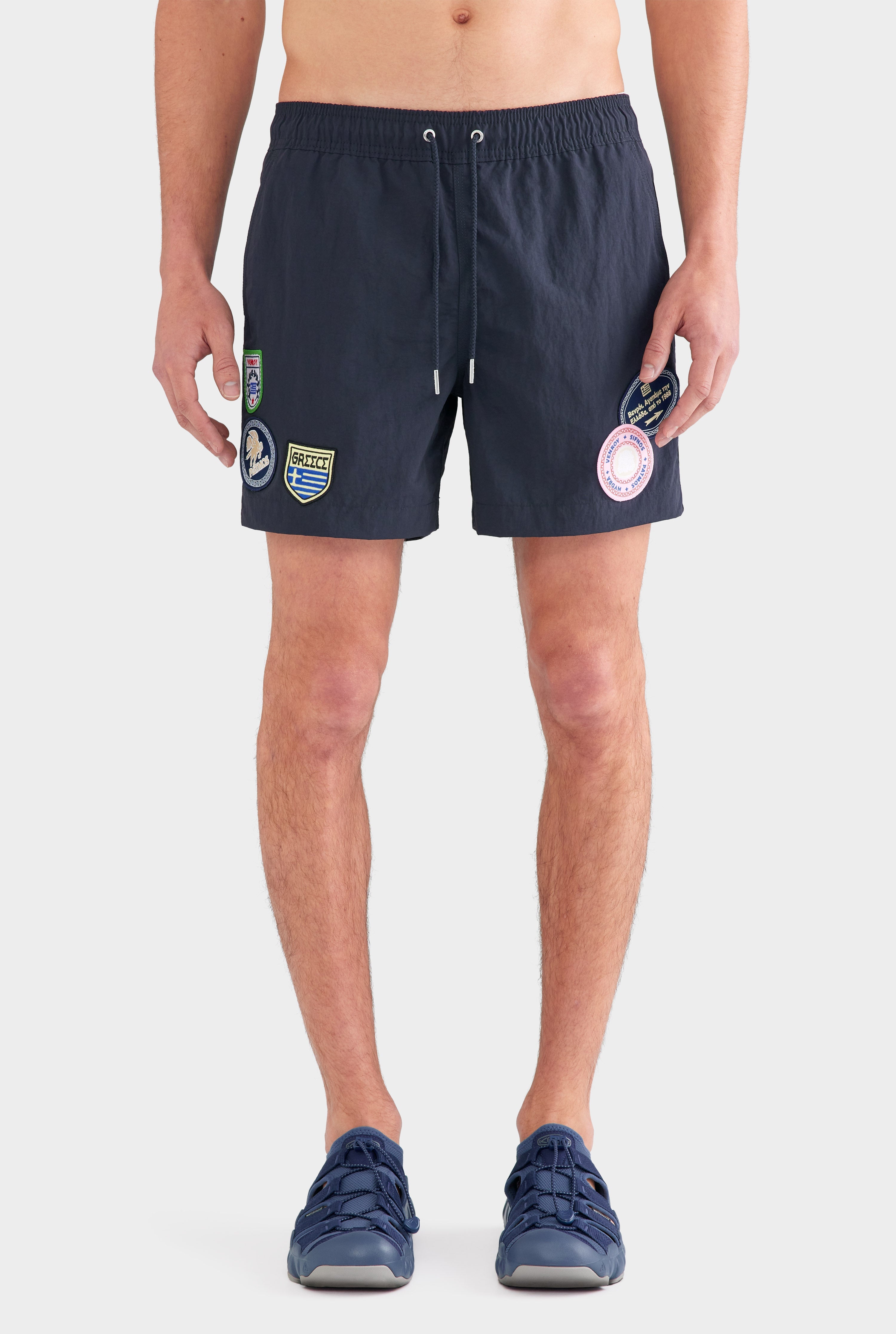 Nylon Solid Swim Short - Navy/Travel Patch