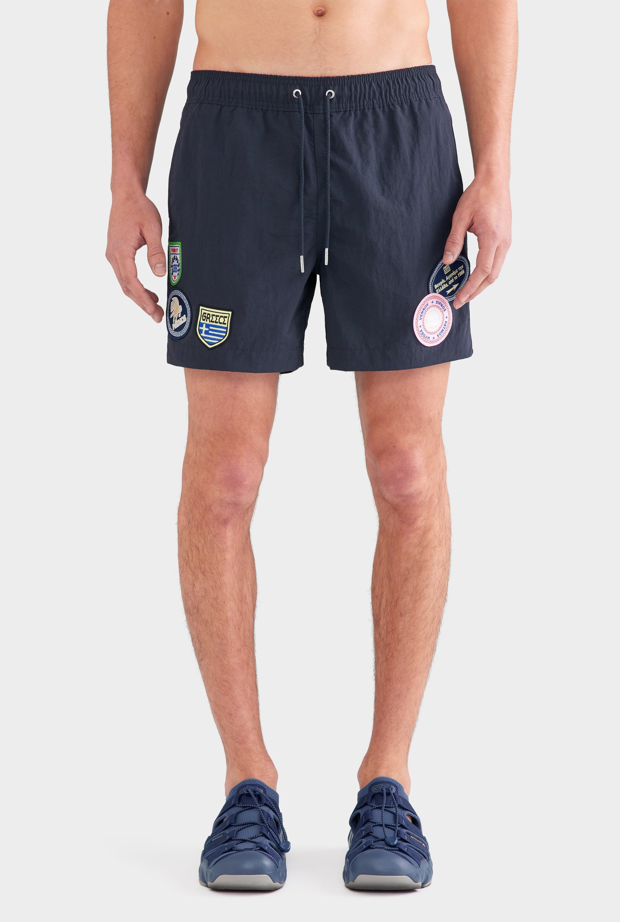 Nylon Solid Swim Short - Navy/Travel Patch