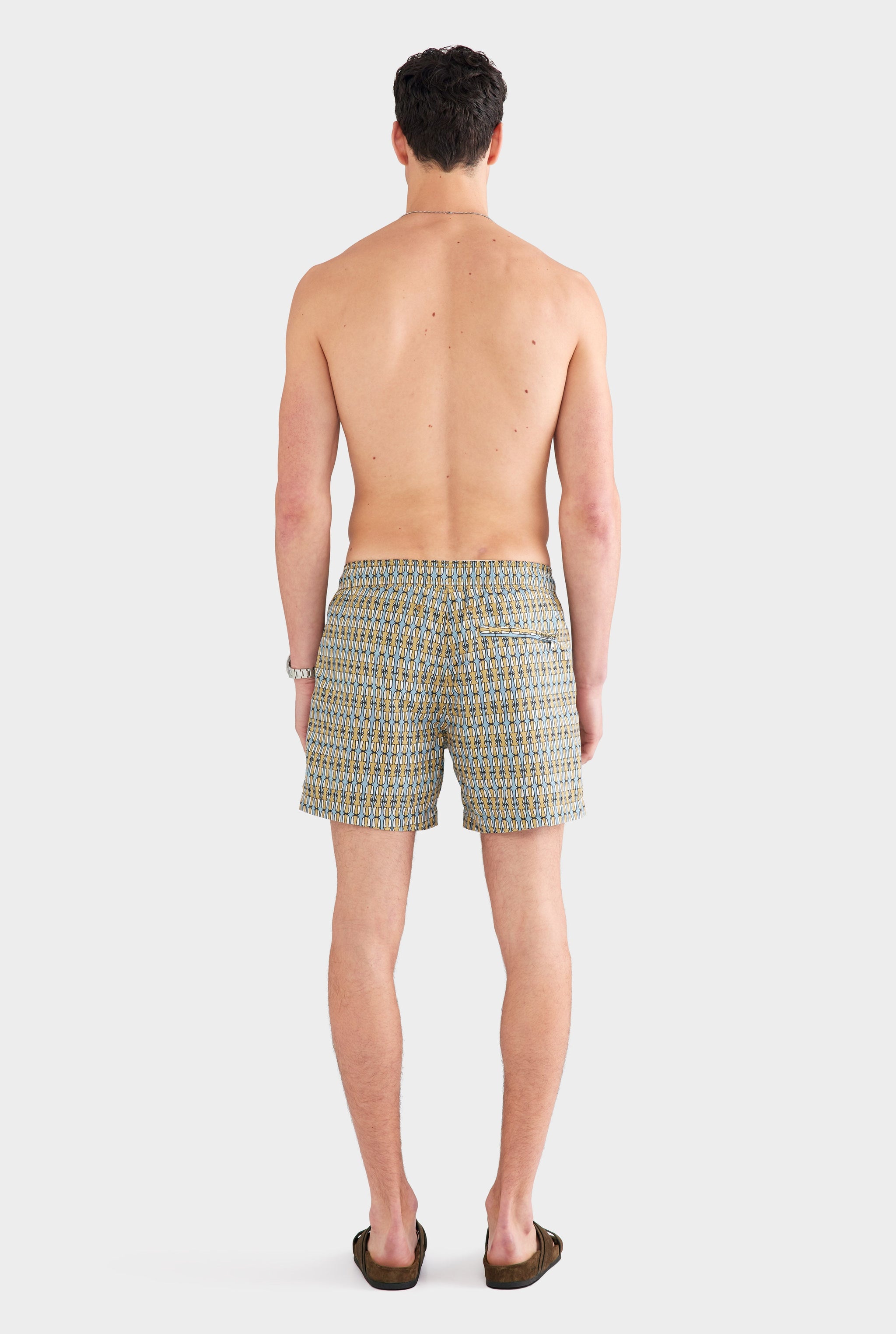 Printed Swim Short - Blue/Golden Geo
