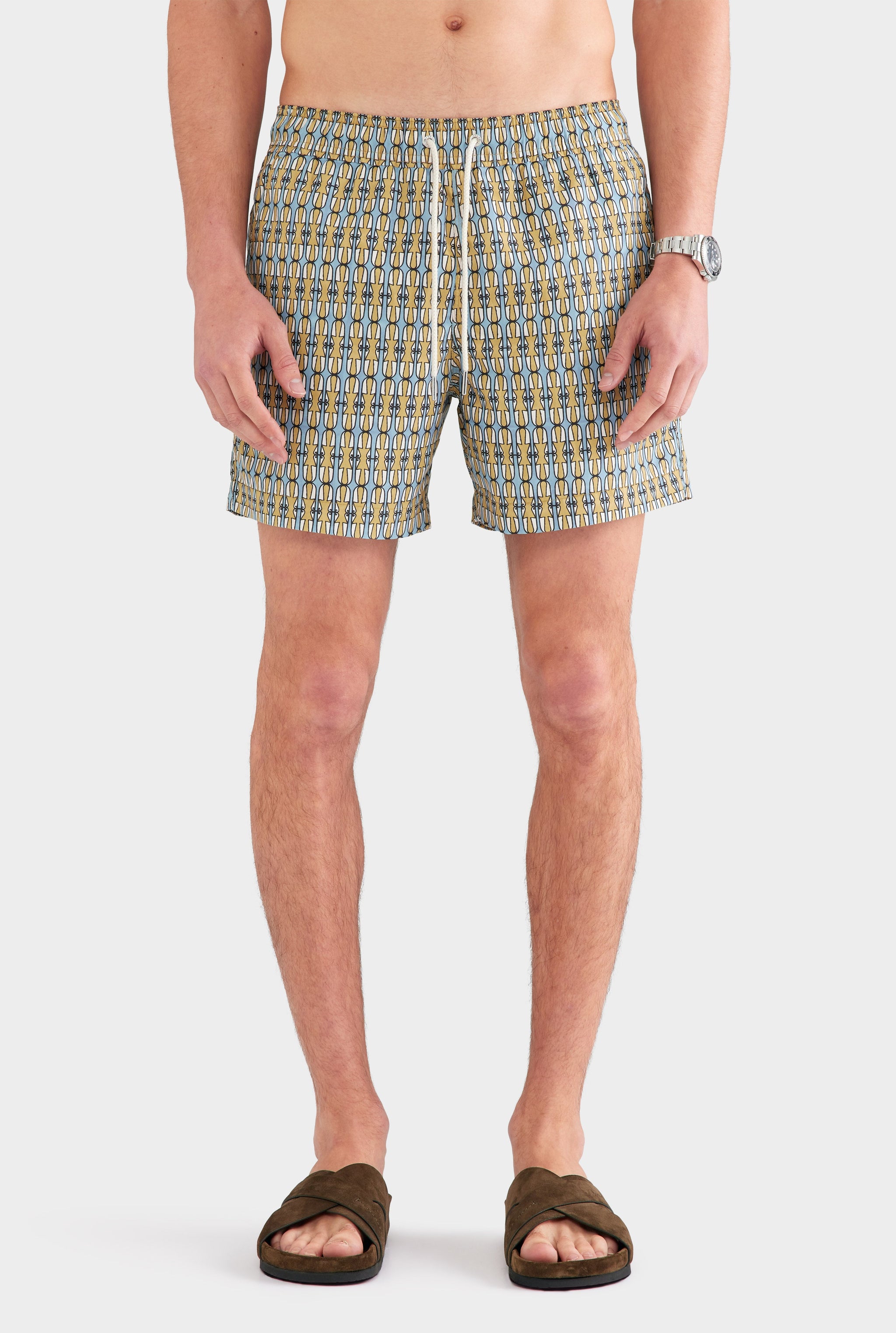 Printed Swim Short - Blue/Golden Geo
