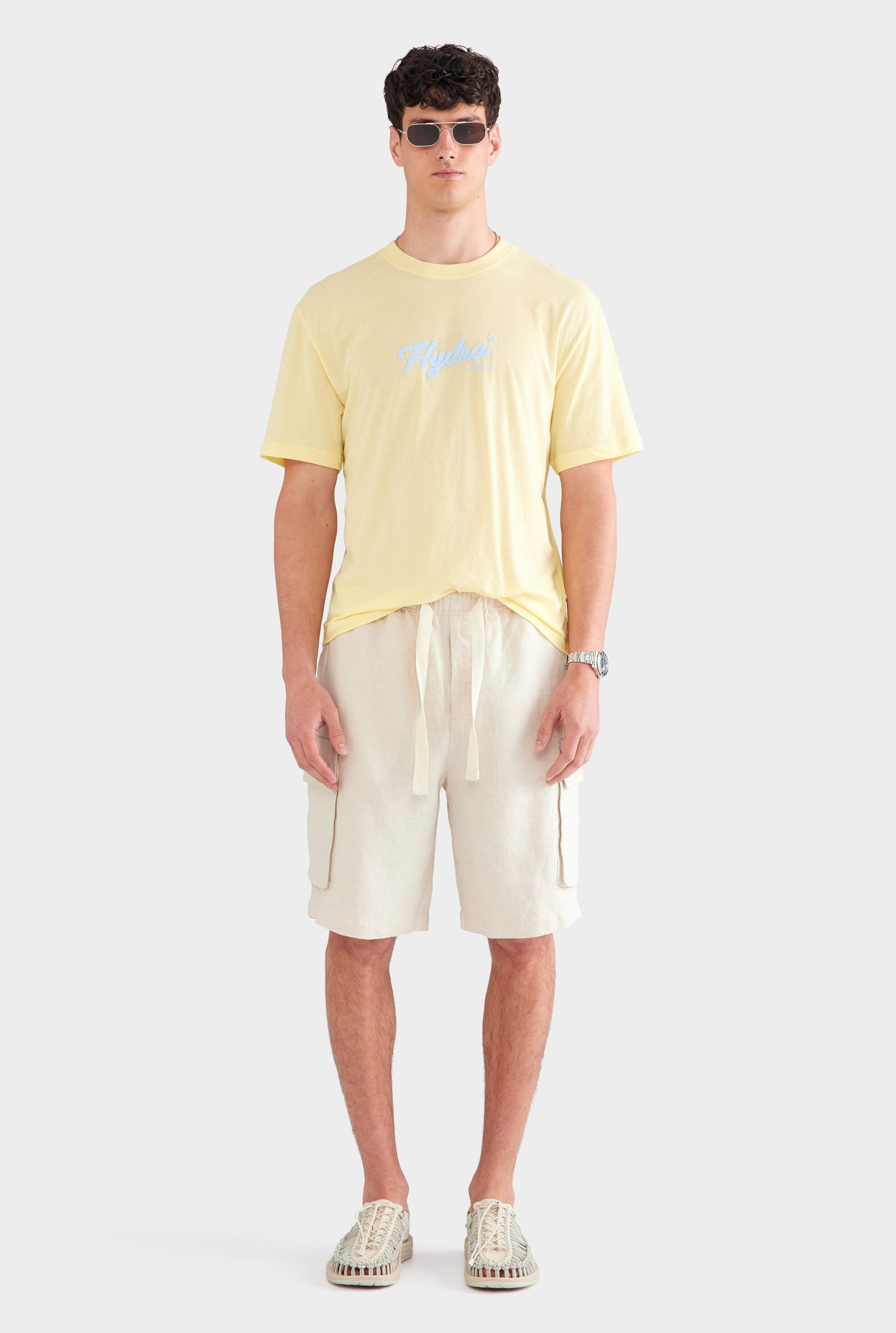 Relaxed Linen Cargo Short - Sand