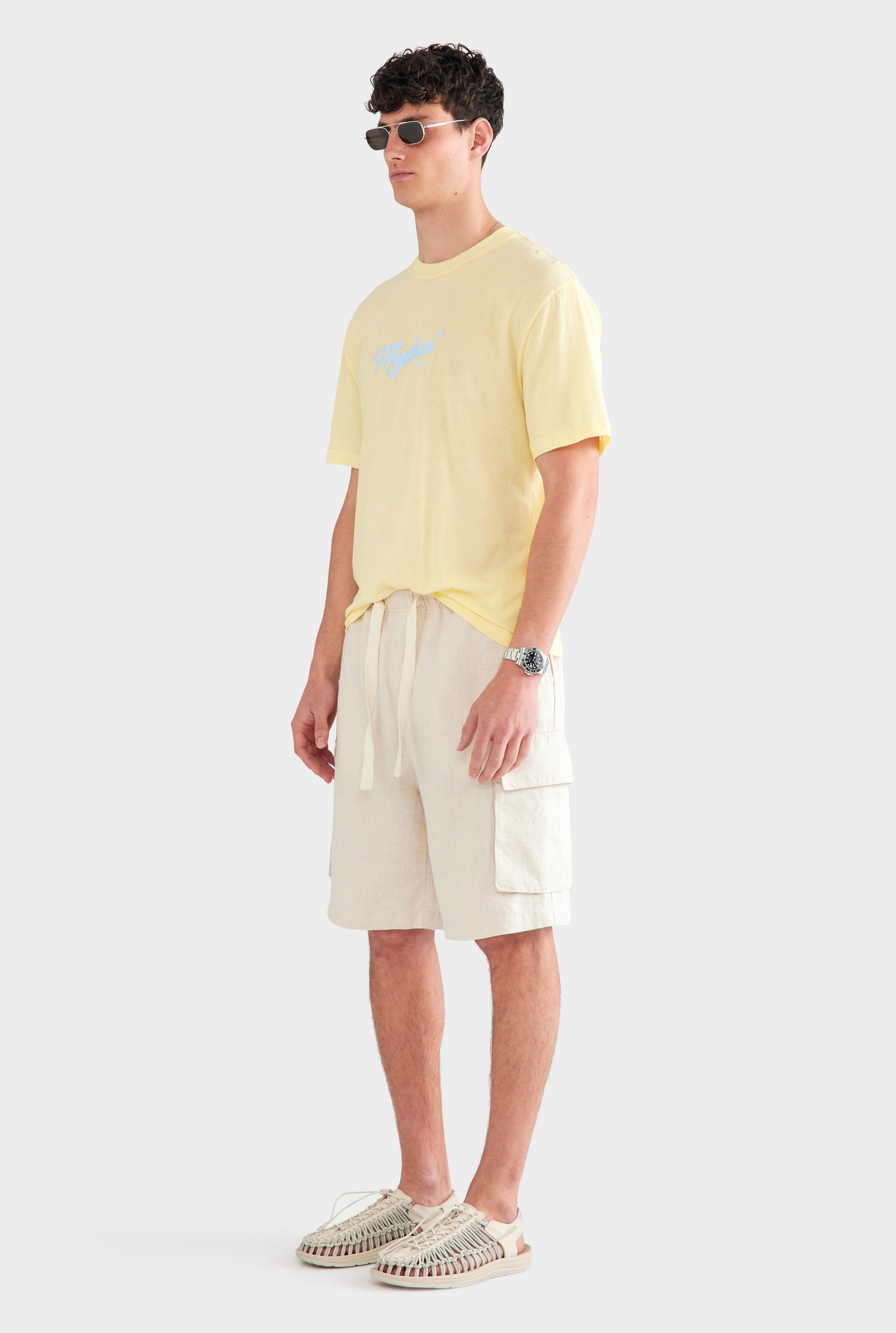 Relaxed Linen Cargo Short - Sand