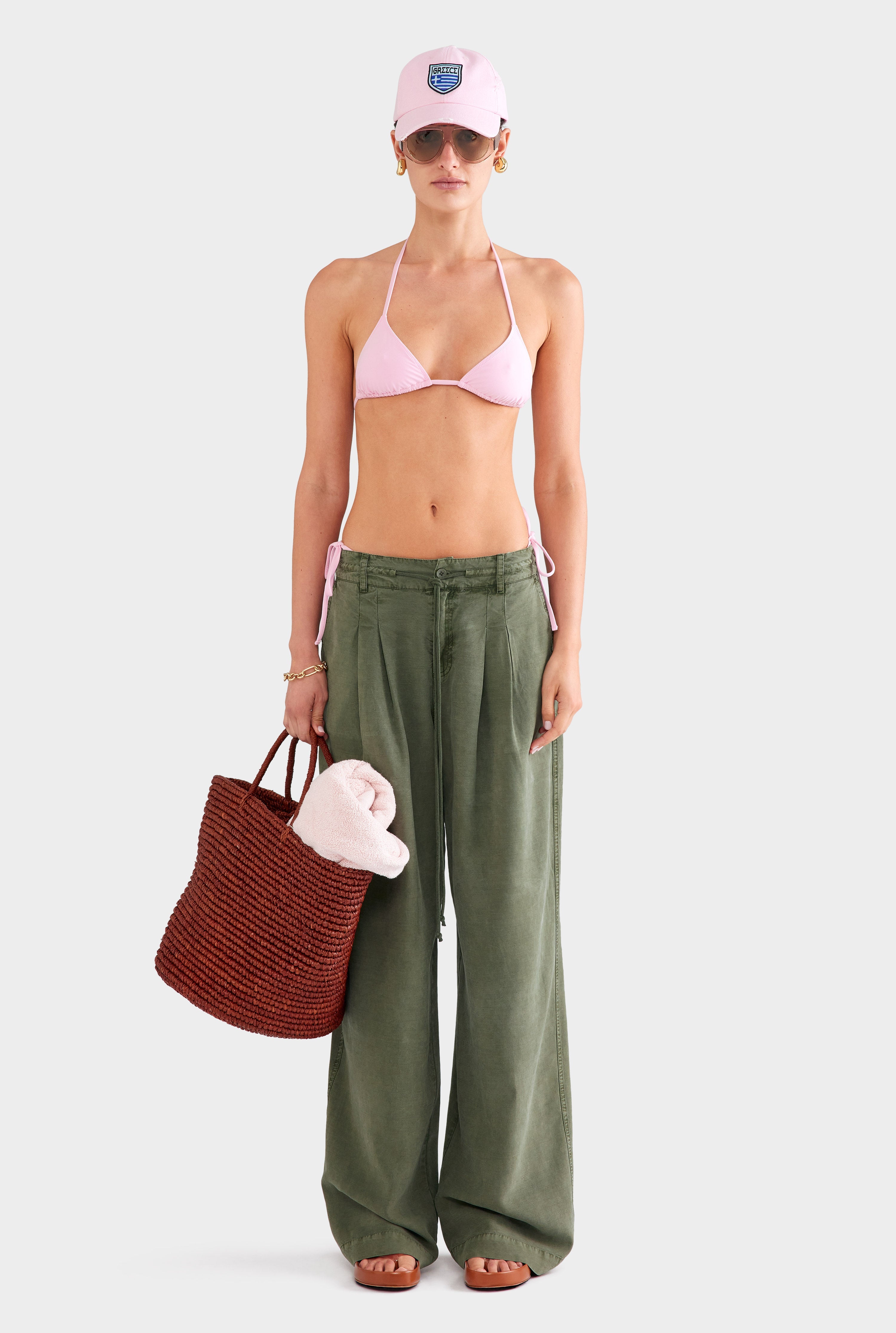 Relaxed Pleat Front Tencel Pant - Washed Olive