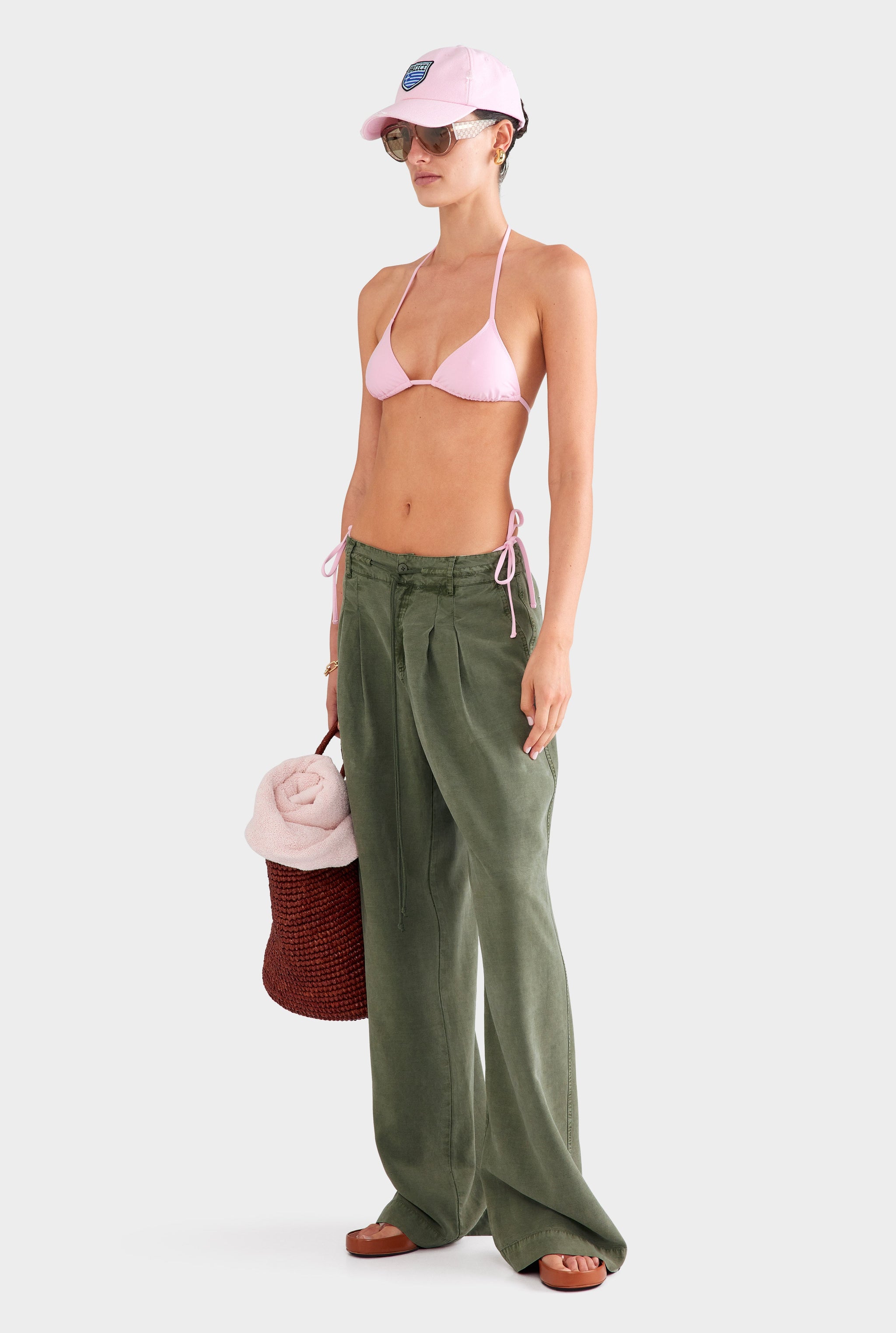 Relaxed Pleat Front Tencel Pant - Washed Olive