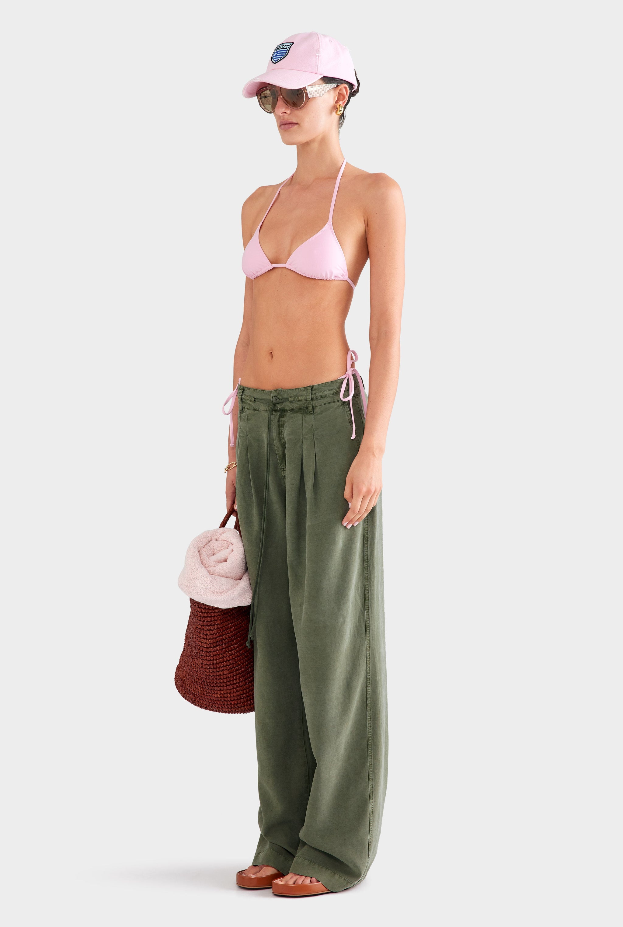 Relaxed Pleat Front Tencel Pant - Washed Olive