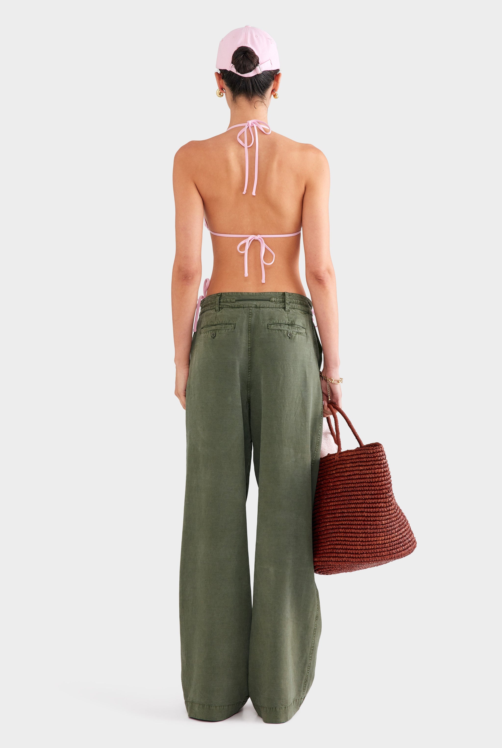Relaxed Pleat Front Tencel Pant - Washed Olive