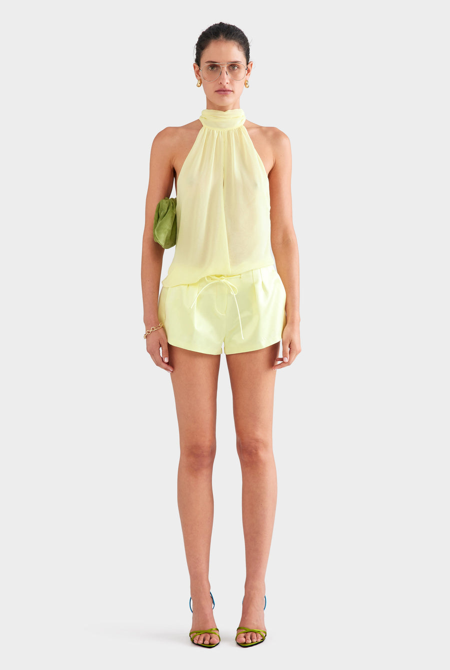 Silk Halter Top - Pale Yellow