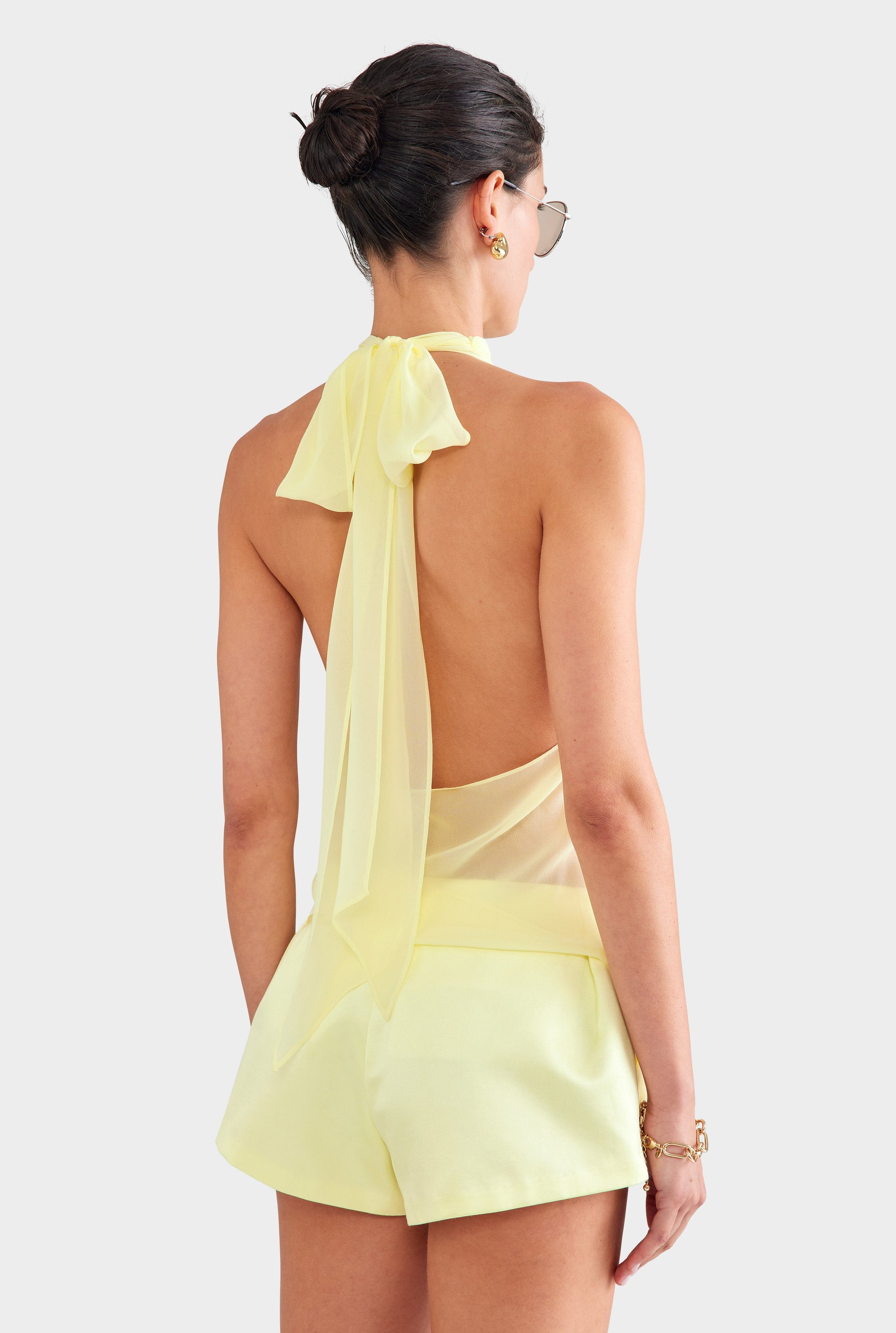 Silk Halter Top - Pale Yellow