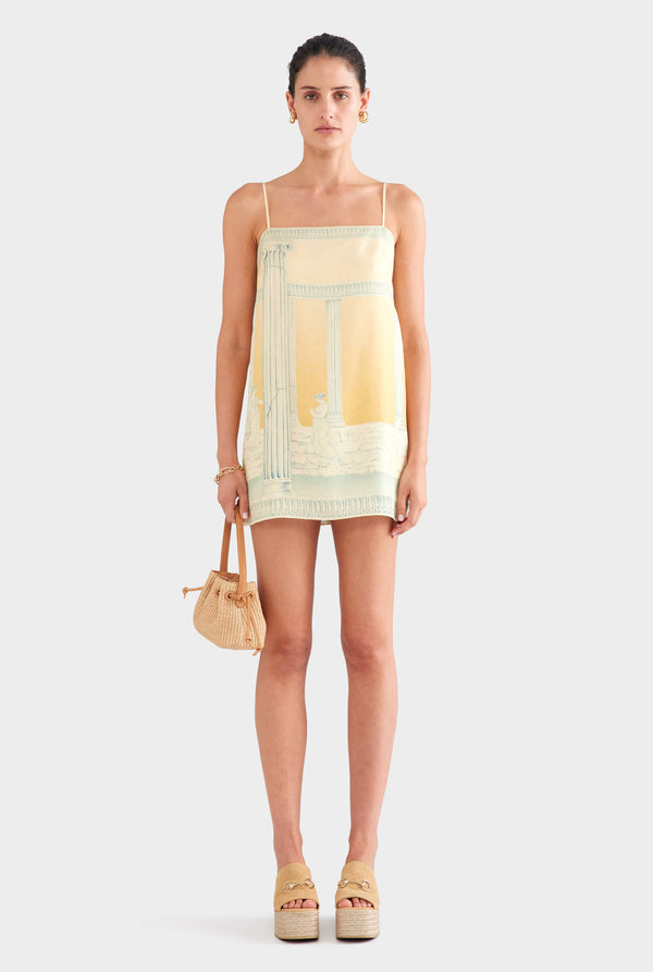 Silk Twill Mini Dress - Ancient Greek Orange Sunset