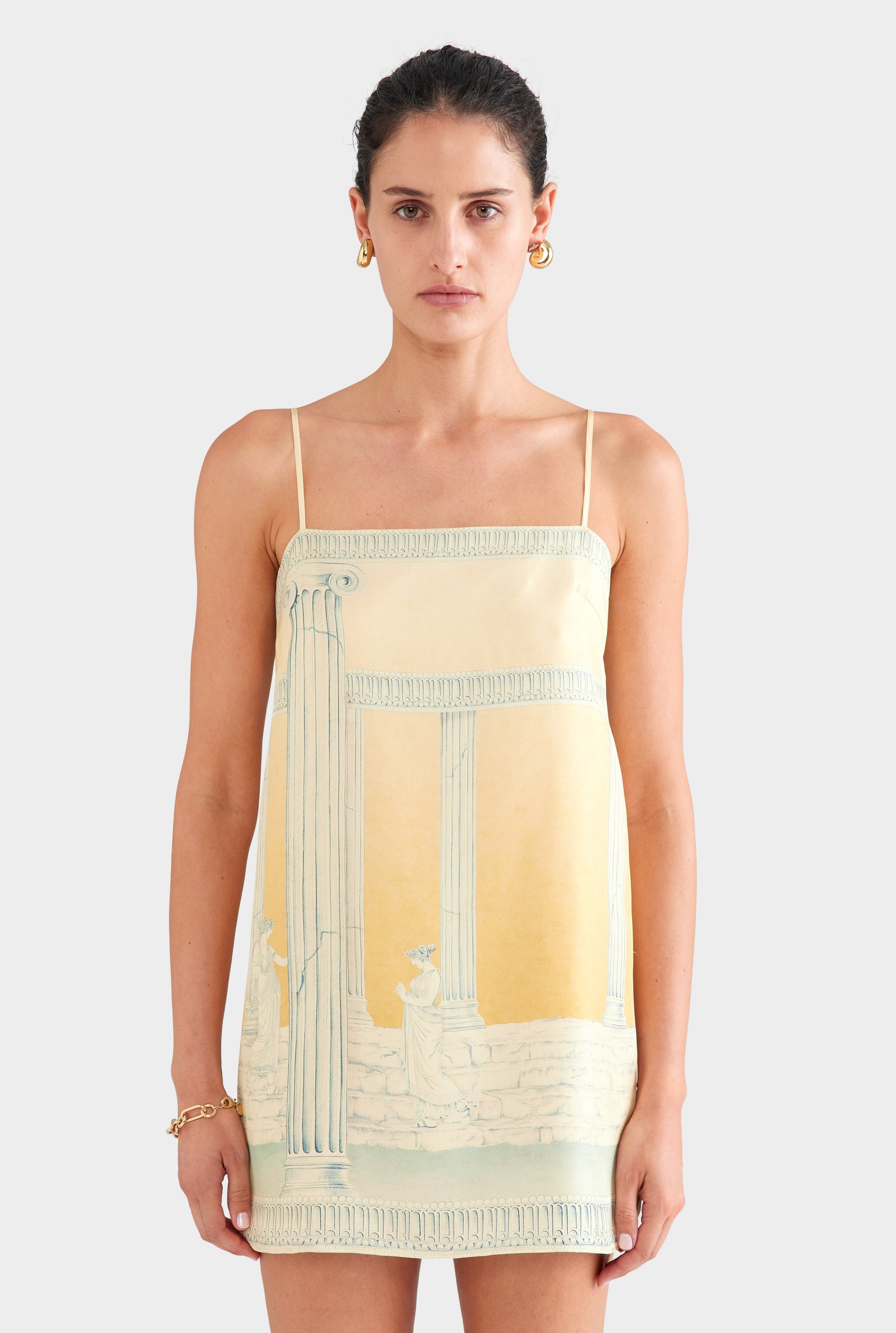 Silk Twill Mini Dress - Ancient Greek Orange Sunset