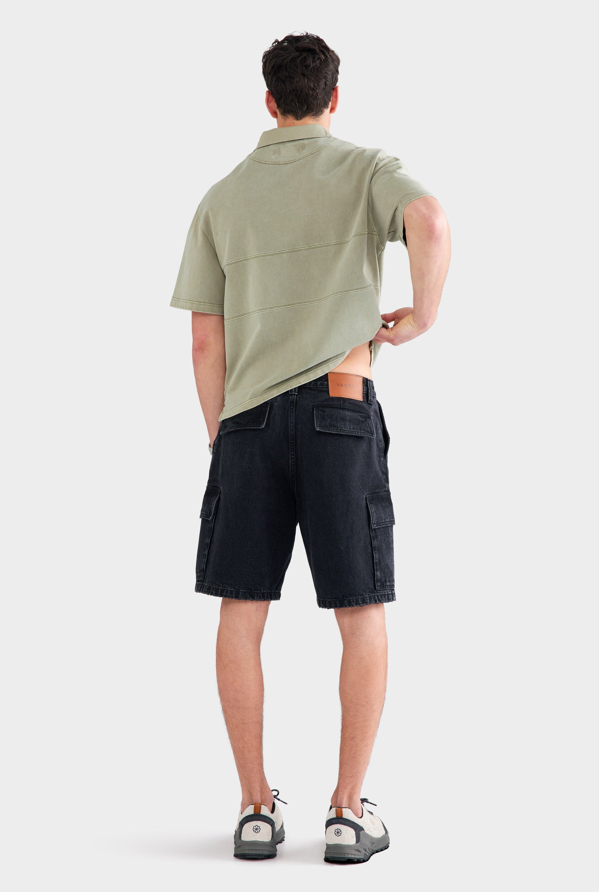Denim Cargo Short - Washed Black