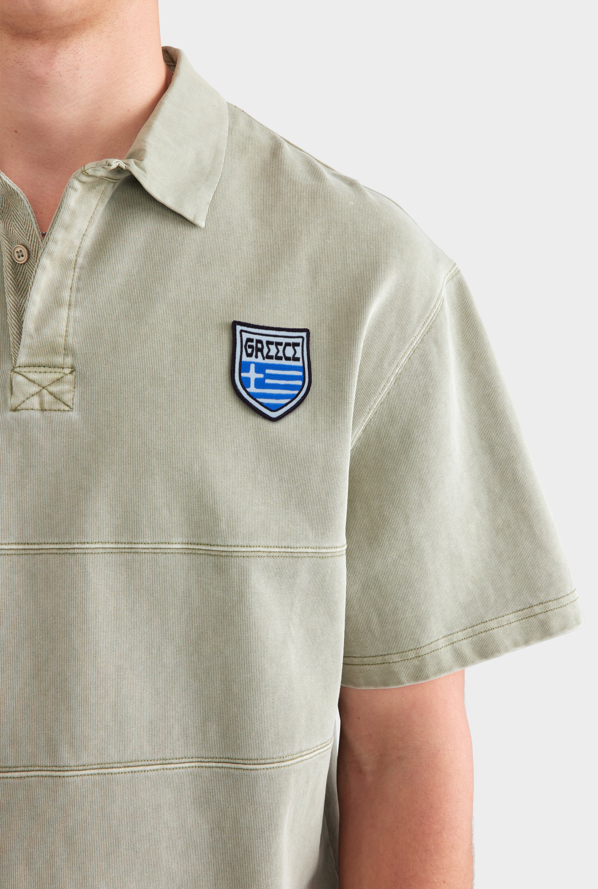 Pigment Dyed Cotton Rugby Polo - Washed Sage