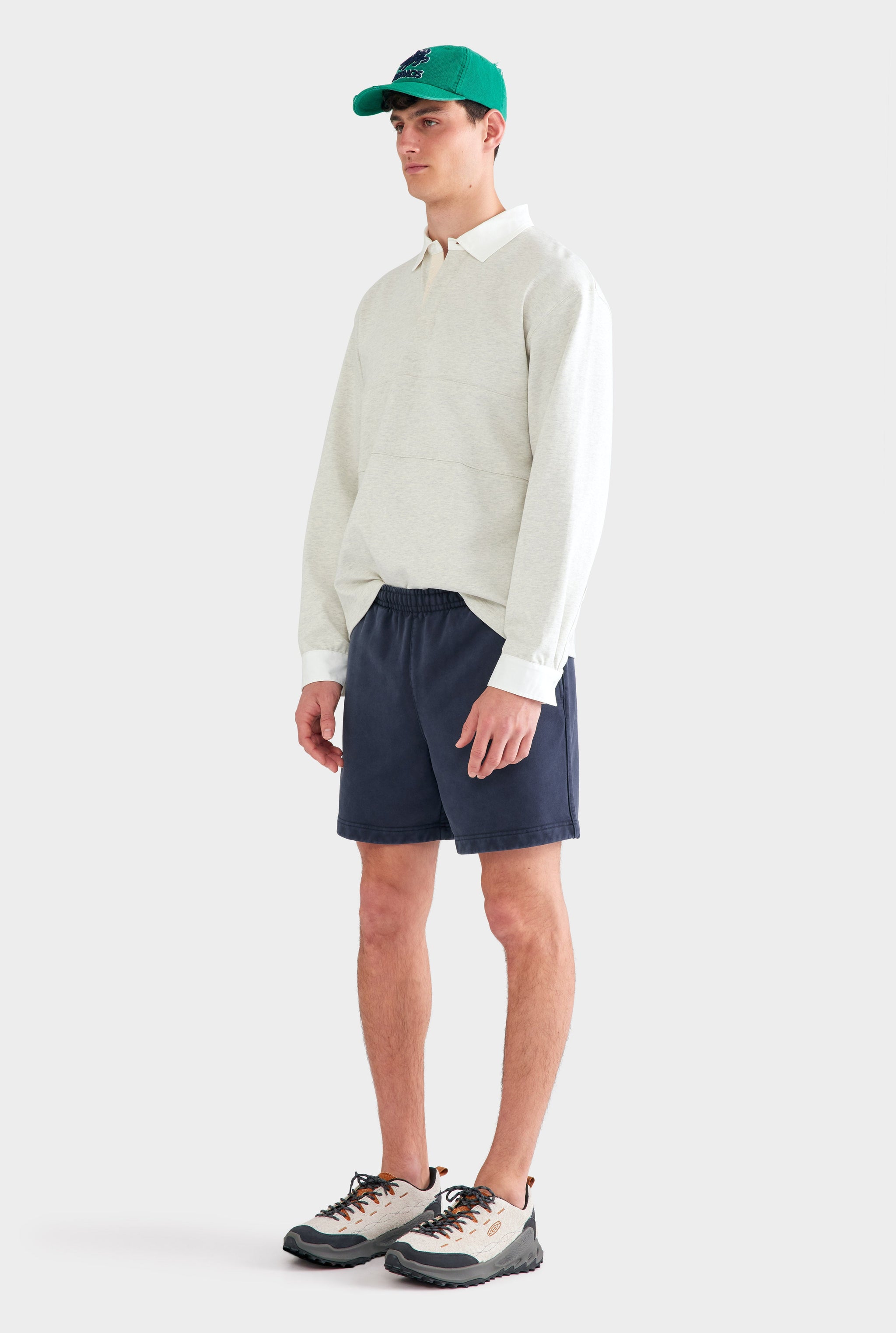 Pigment Dyed Fleece Track Short - Washed Navy