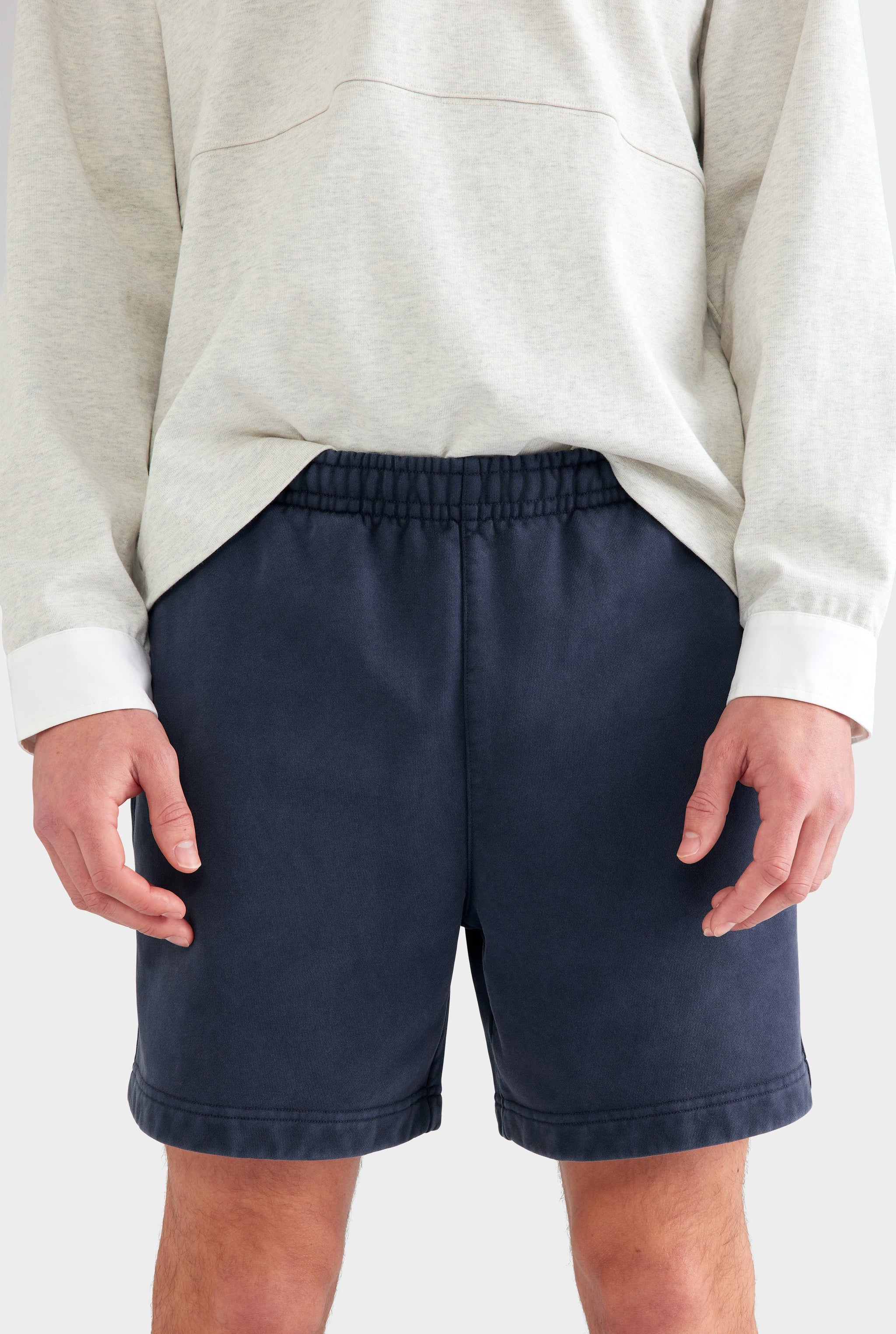 Pigment Dyed Fleece Track Short - Washed Navy