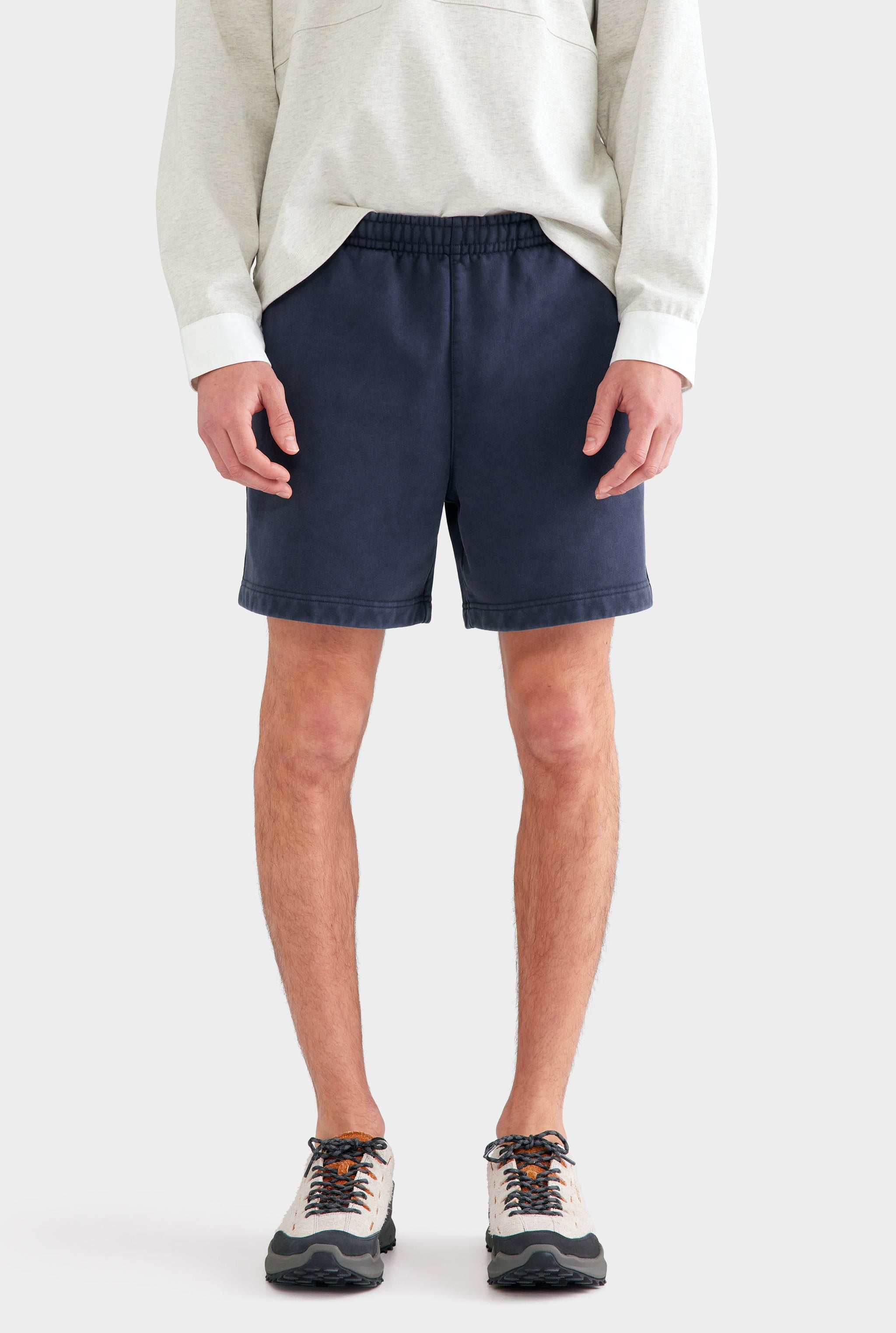 Pigment Dyed Fleece Track Short - Washed Navy