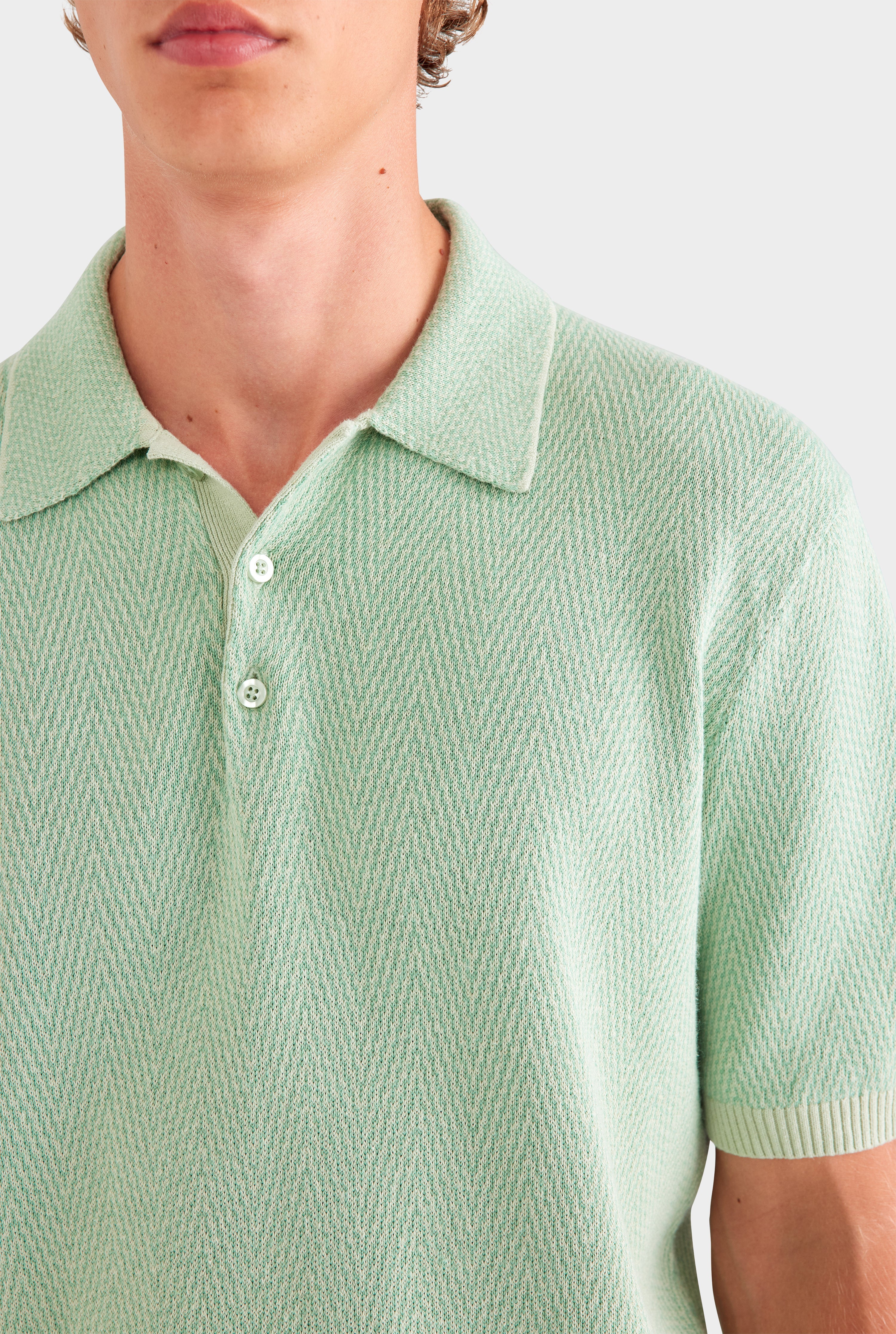 Chevron Knit Polo - Pale Pistachio
