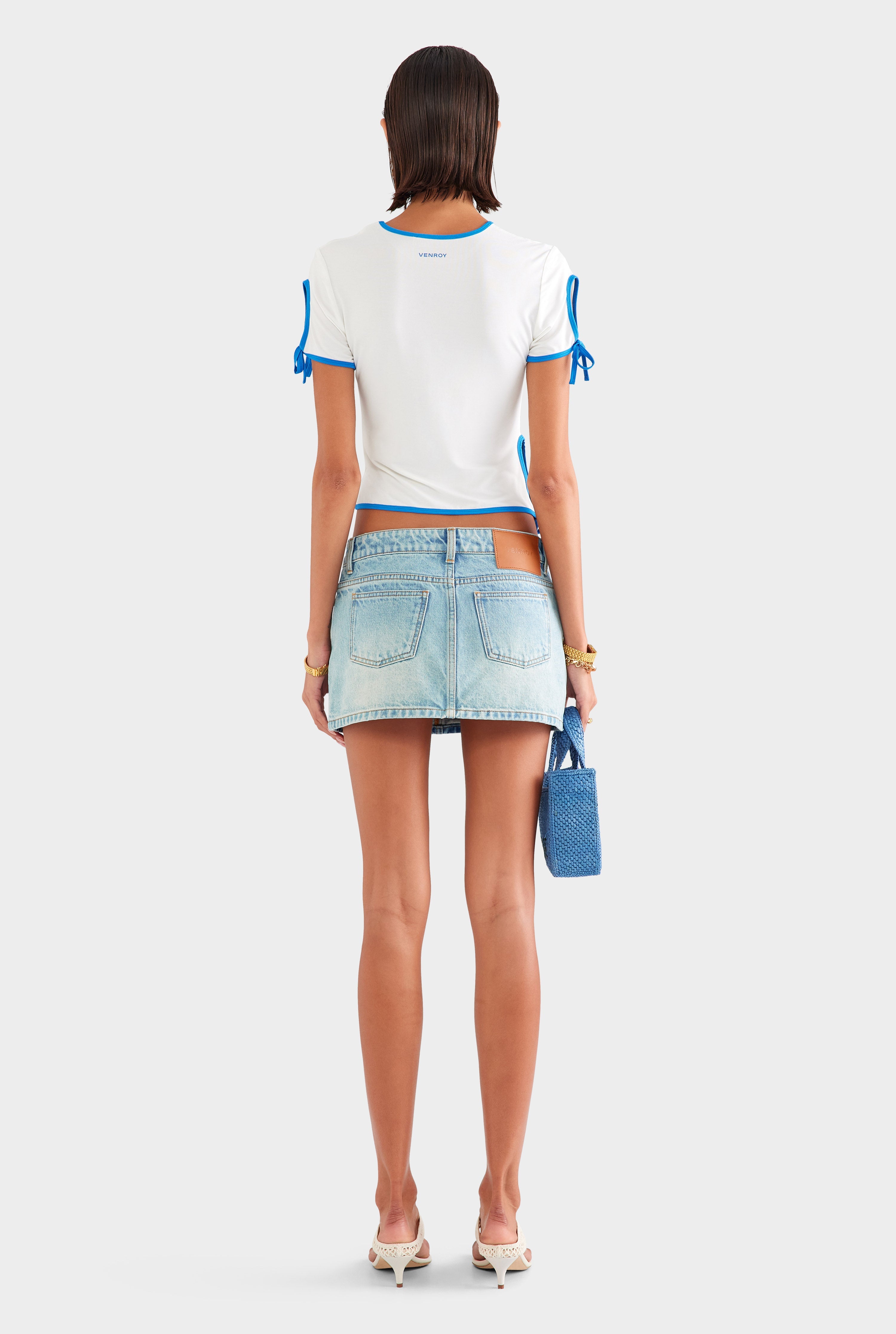 Contrast Jersey Tee - White/Ocean Blue