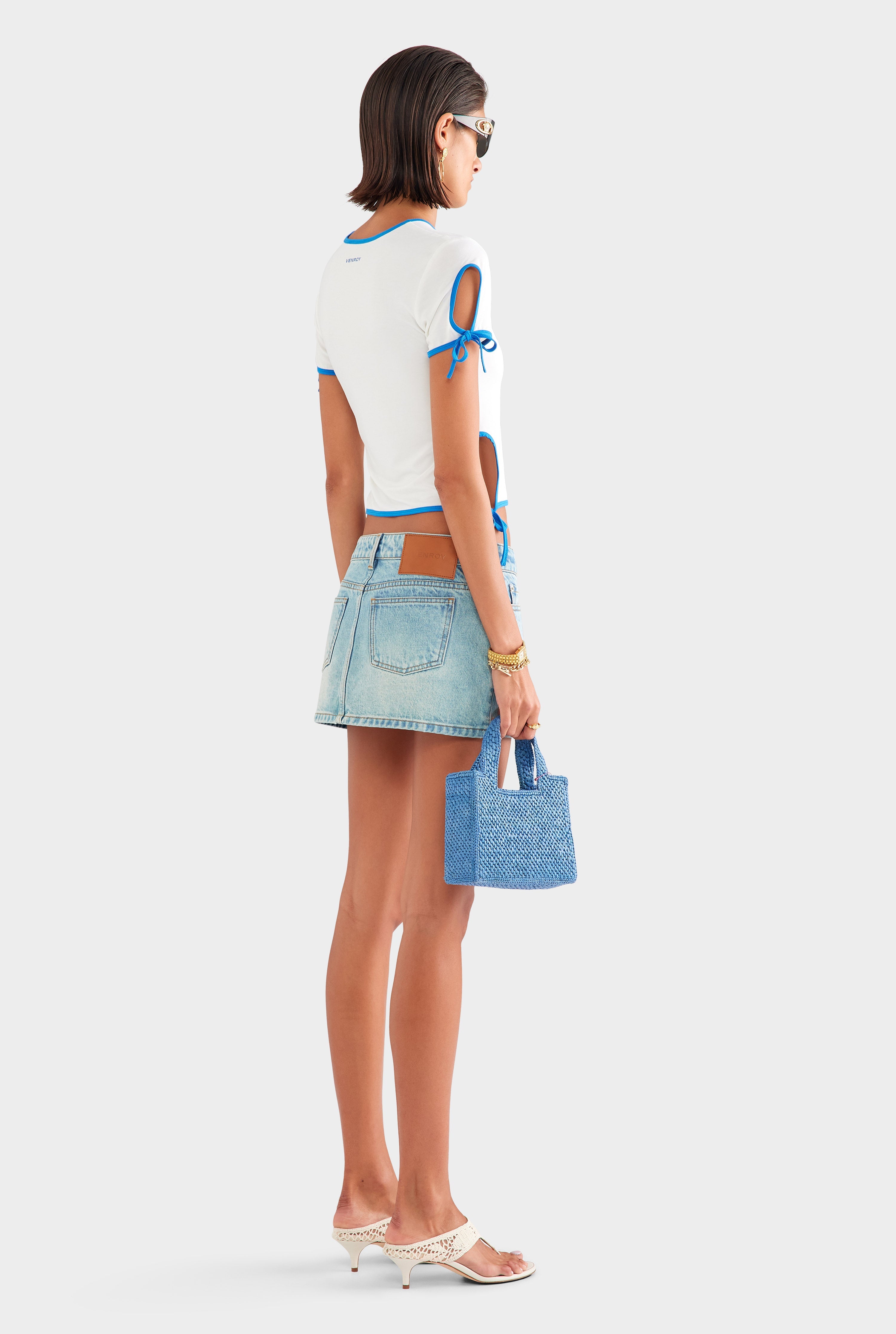 Contrast Jersey Tee - White/Ocean Blue