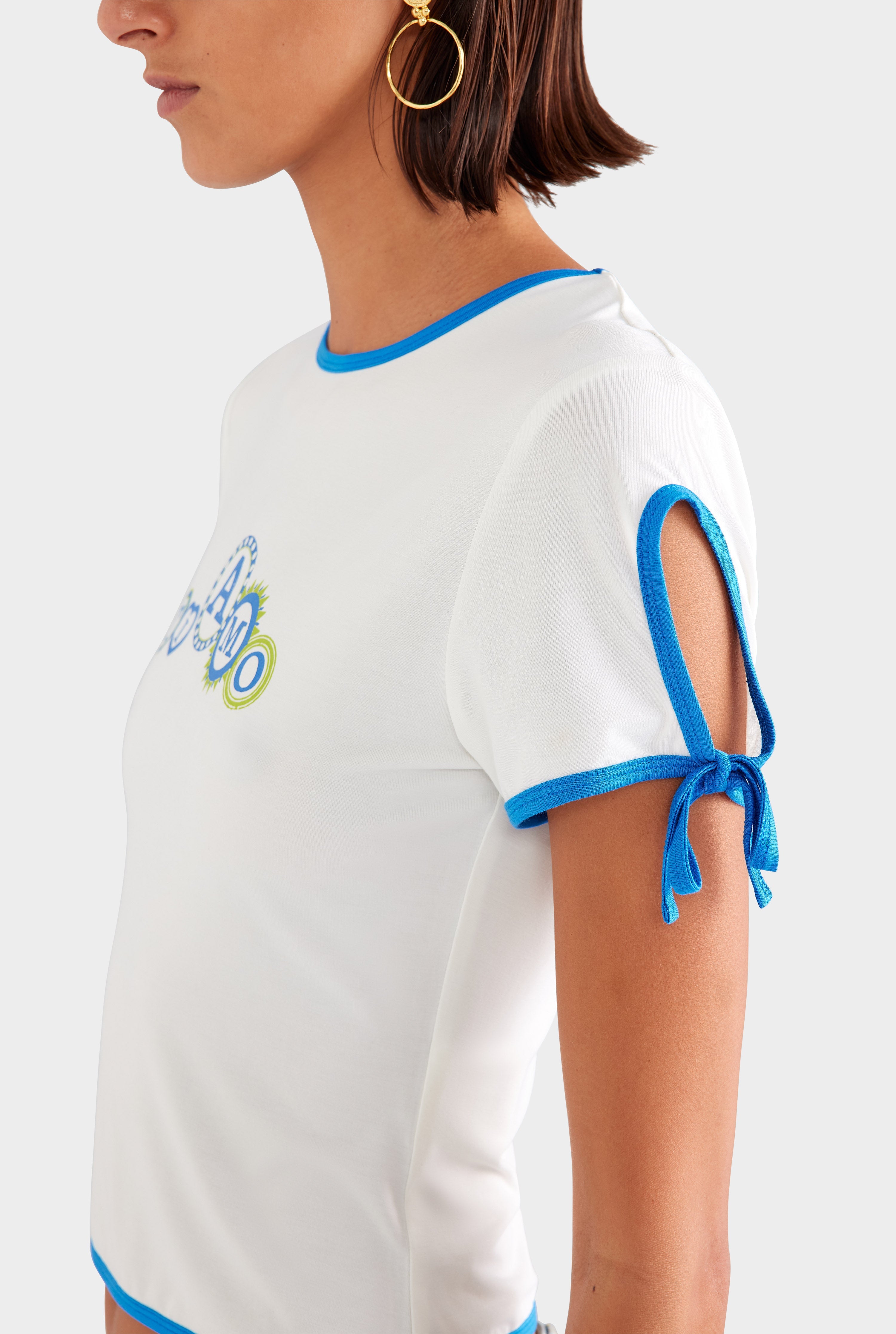 Contrast Jersey Tee - White/Ocean Blue