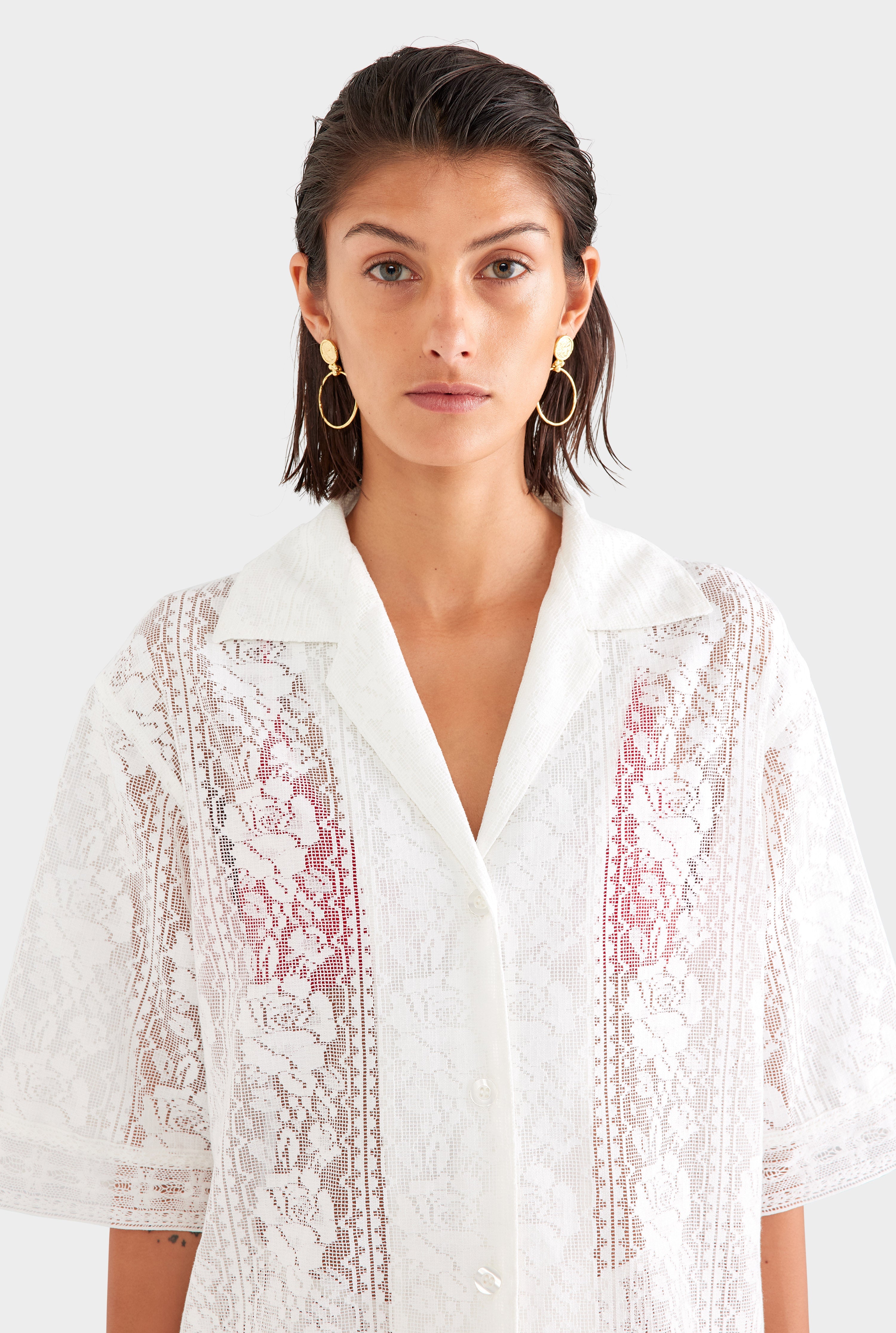 Cotton Lace Shirt - Off White