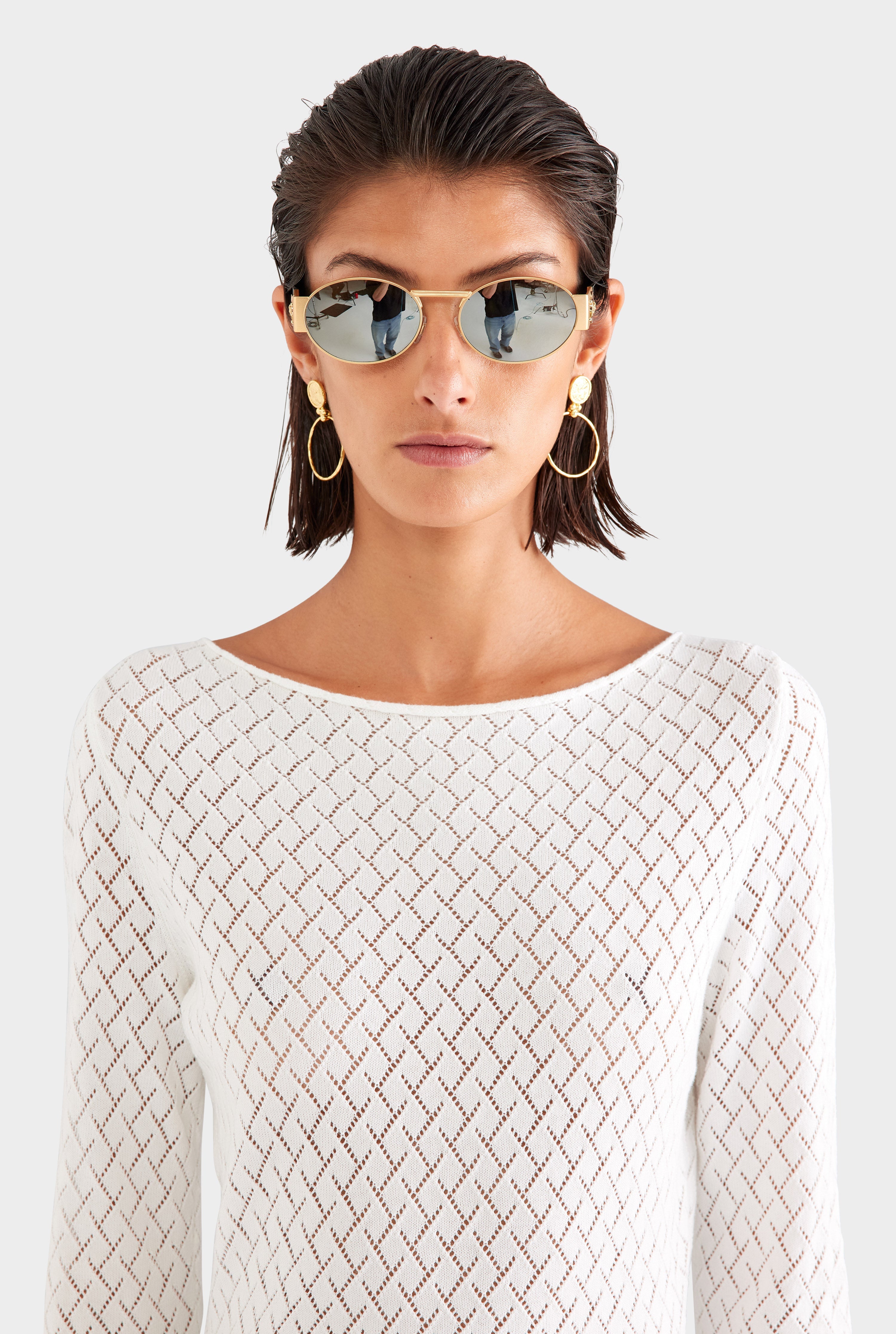 Cotton Boat Neck Mini Dress - Off White