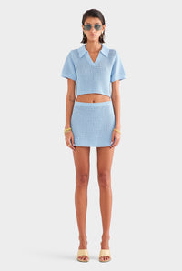 Crochet Mini Skirt - Powder Blue