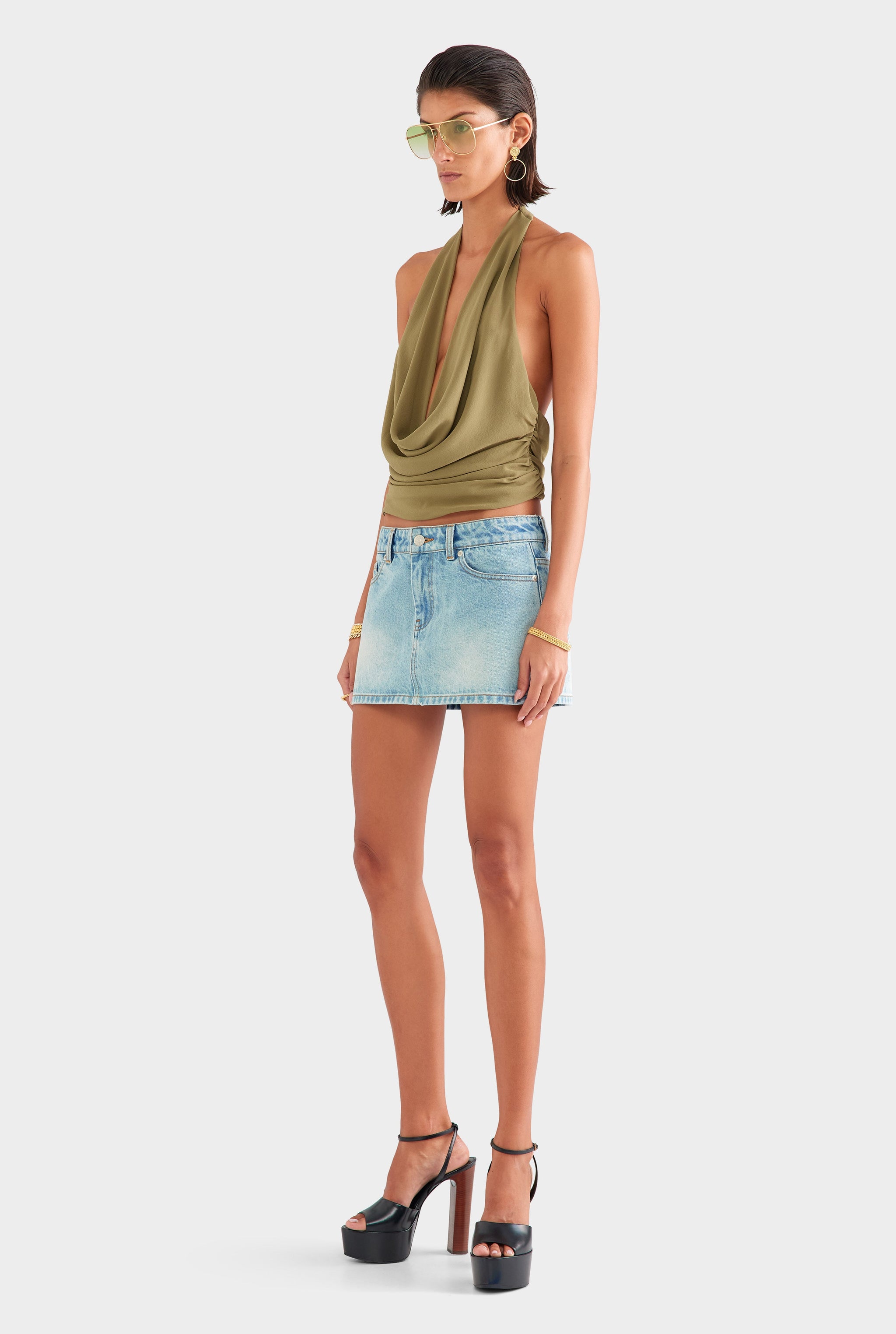 Denim Mini Skirt - Vintage Light Blue