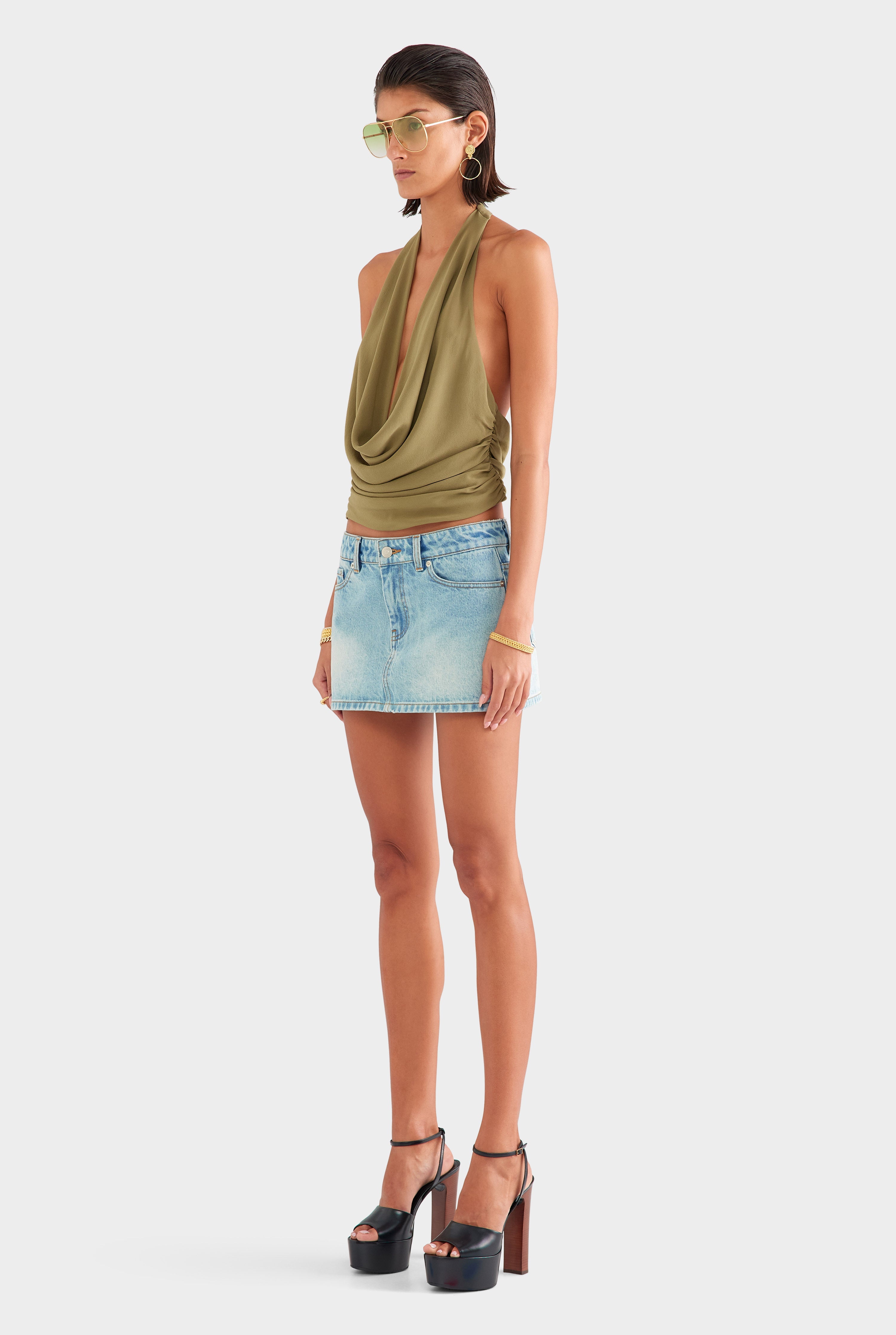 Denim Mini Skirt - Vintage Light Blue