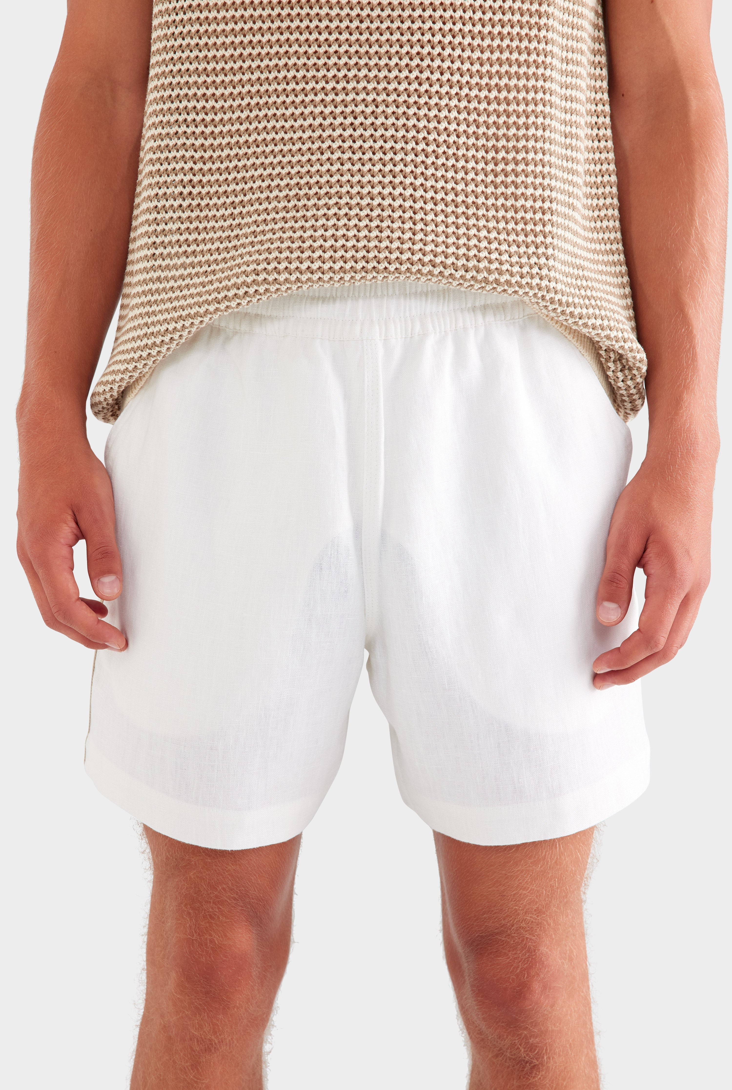Lounge Short - White/Side Tape