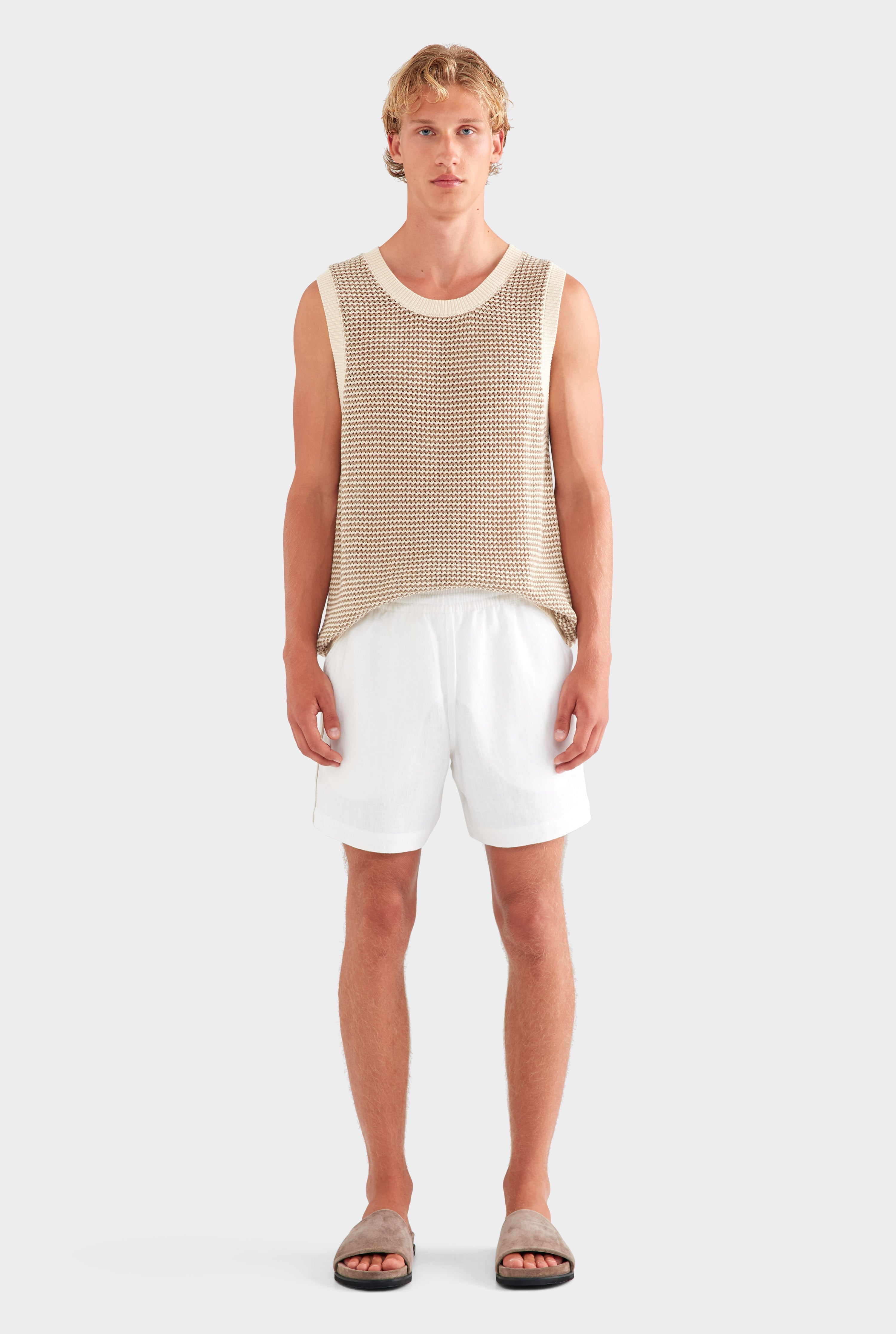 Lounge Short - White/Side Tape