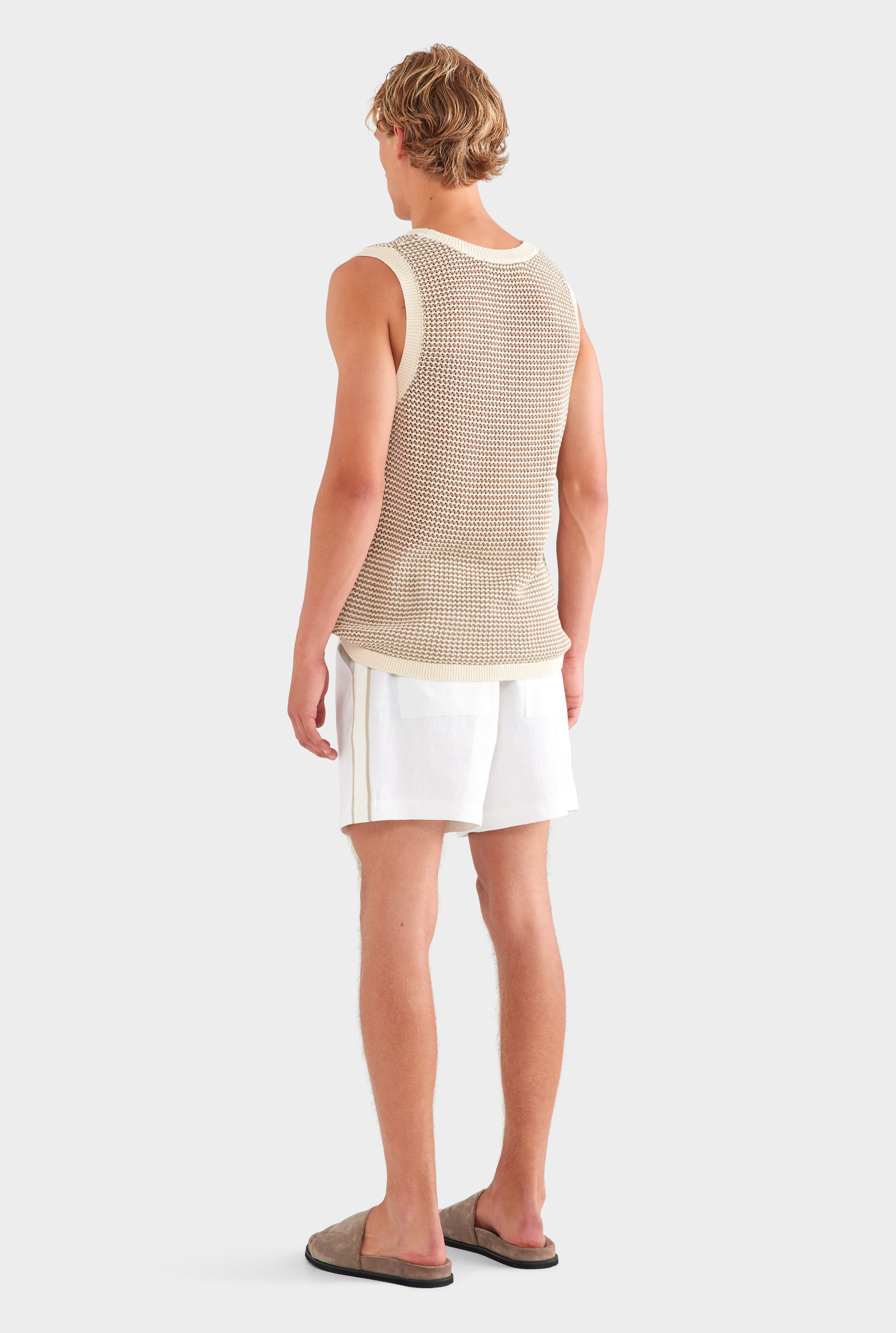 Lounge Short - White/Side Tape