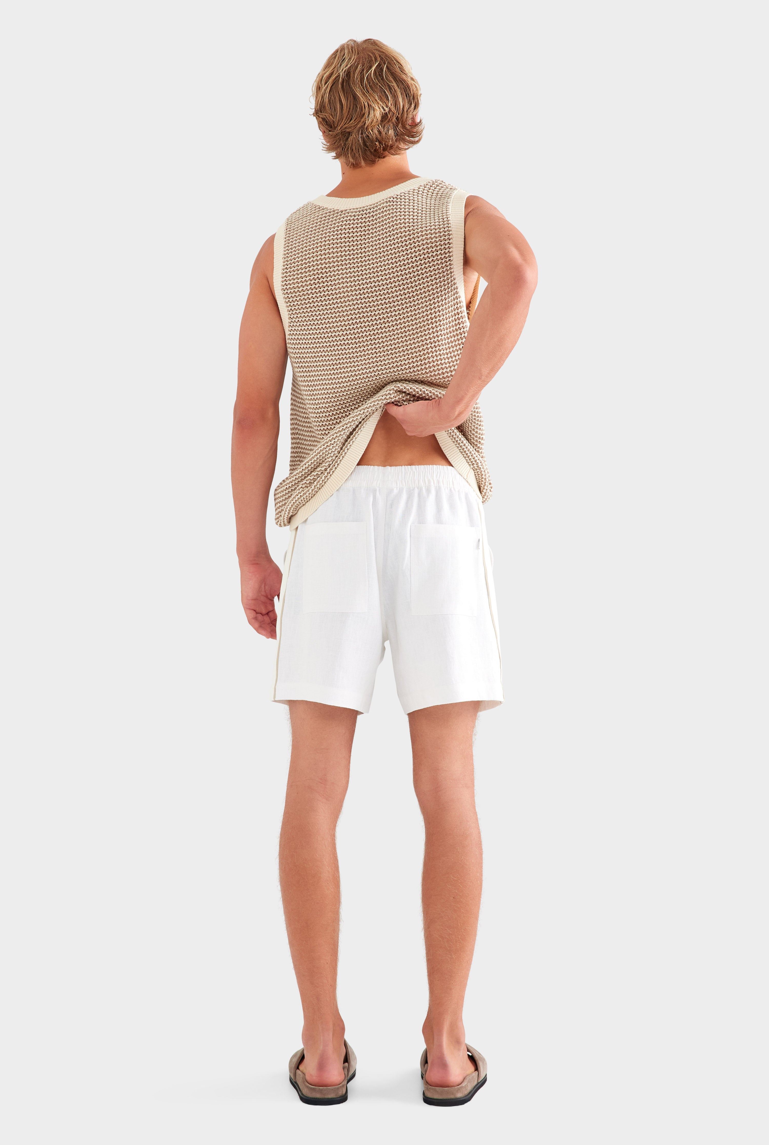 Lounge Short - White/Side Tape