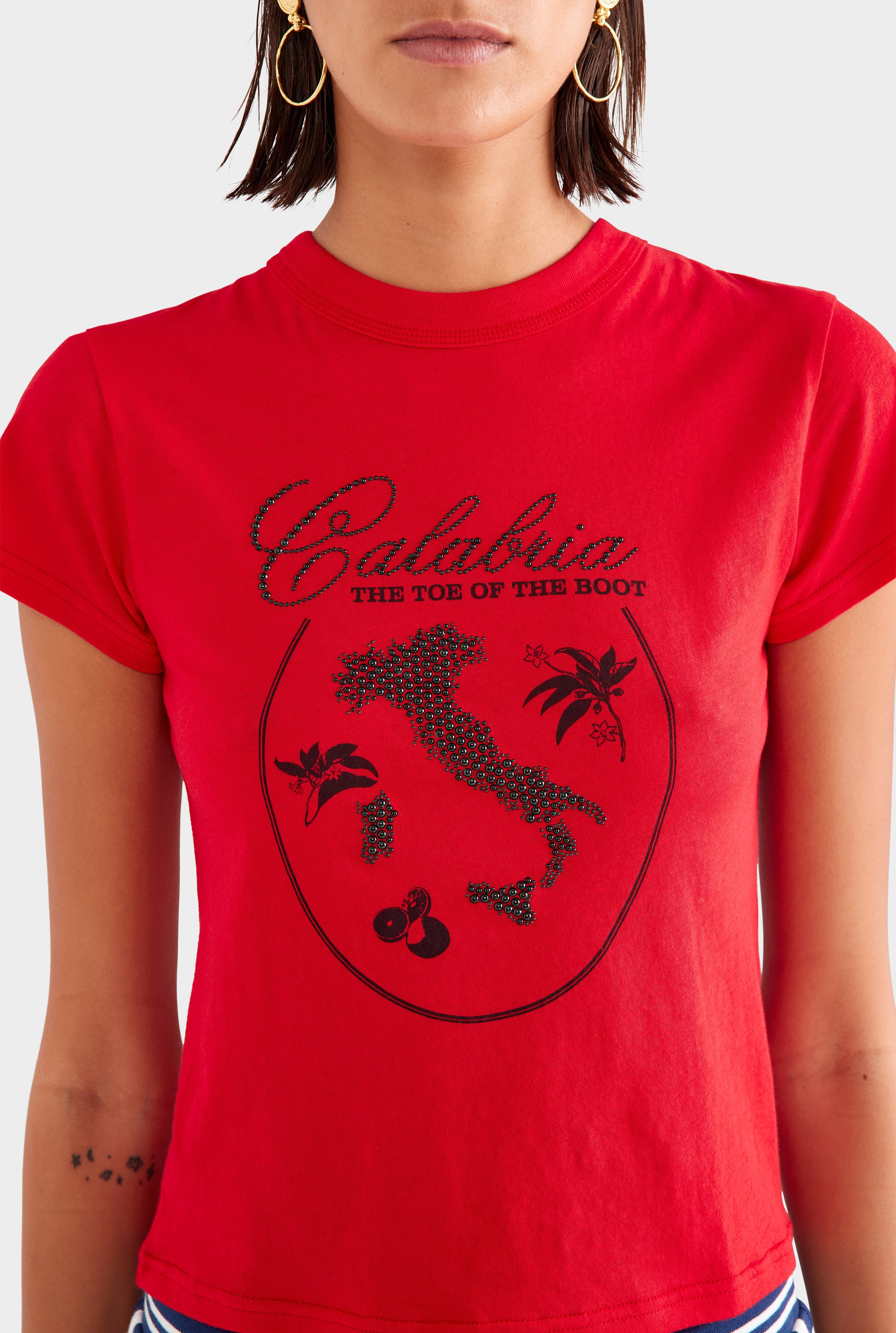 Lightweight Cotton Baby Tee - Red/Toe Of The Boot