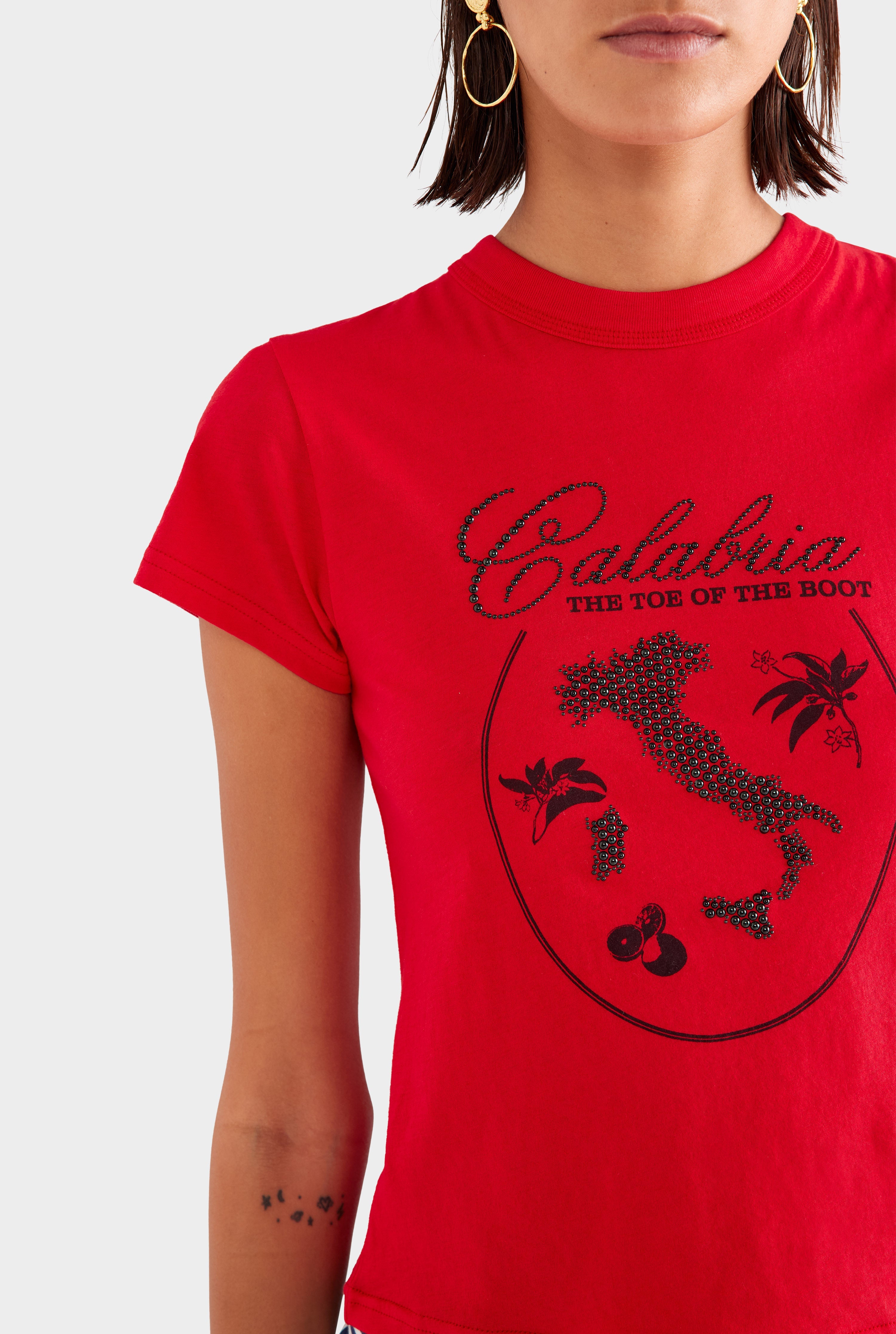 Lightweight Cotton Baby Tee - Red/Toe Of The Boot