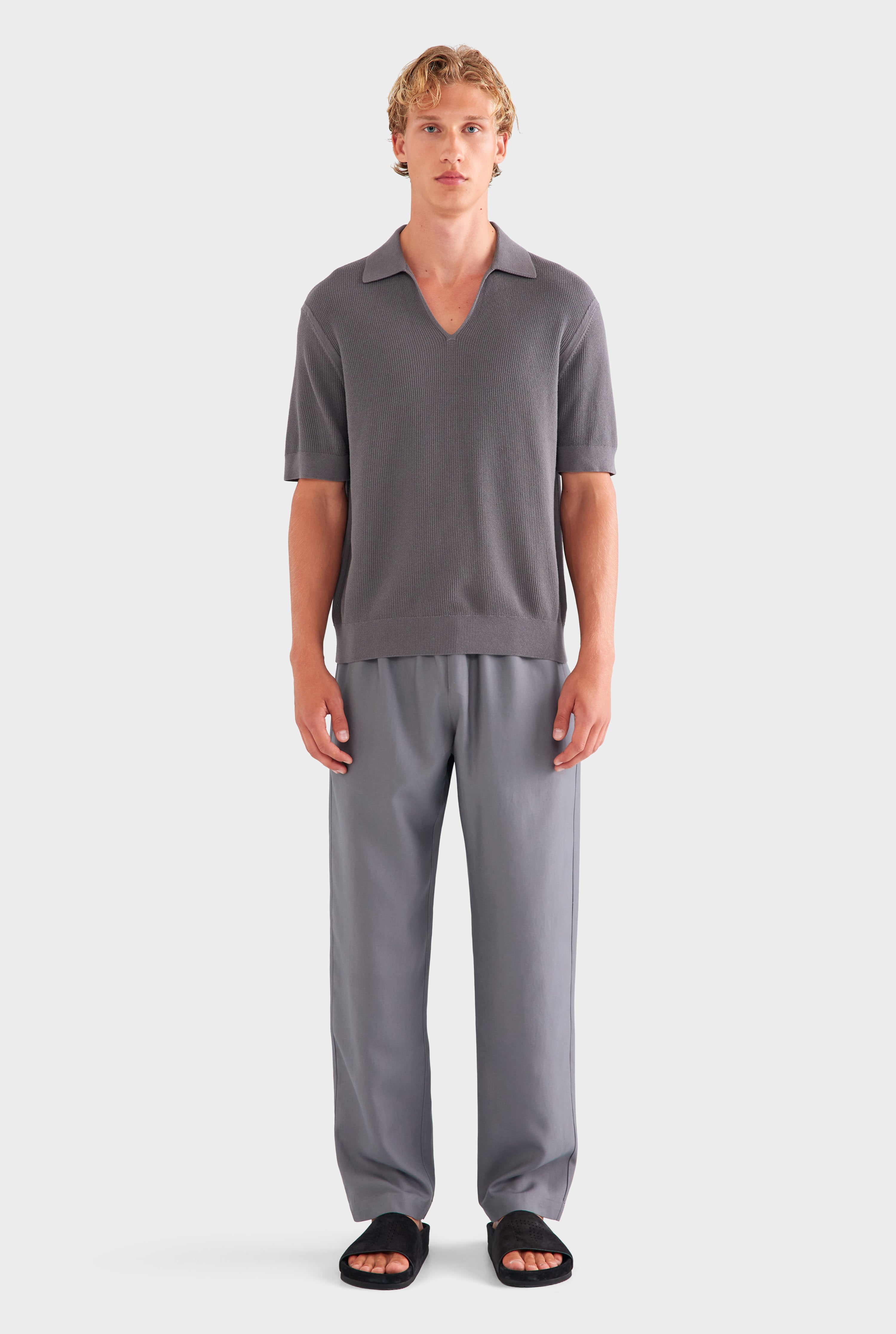 Lightweight Knit Polo - Granite Grey