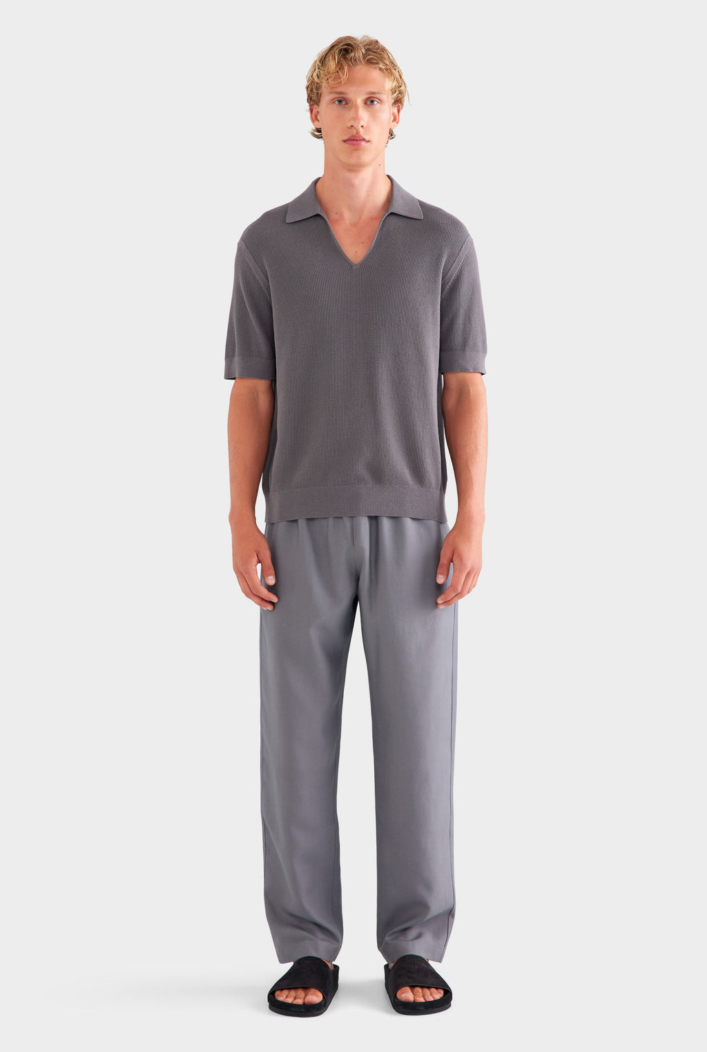 Lightweight Knit Polo - Granite Grey