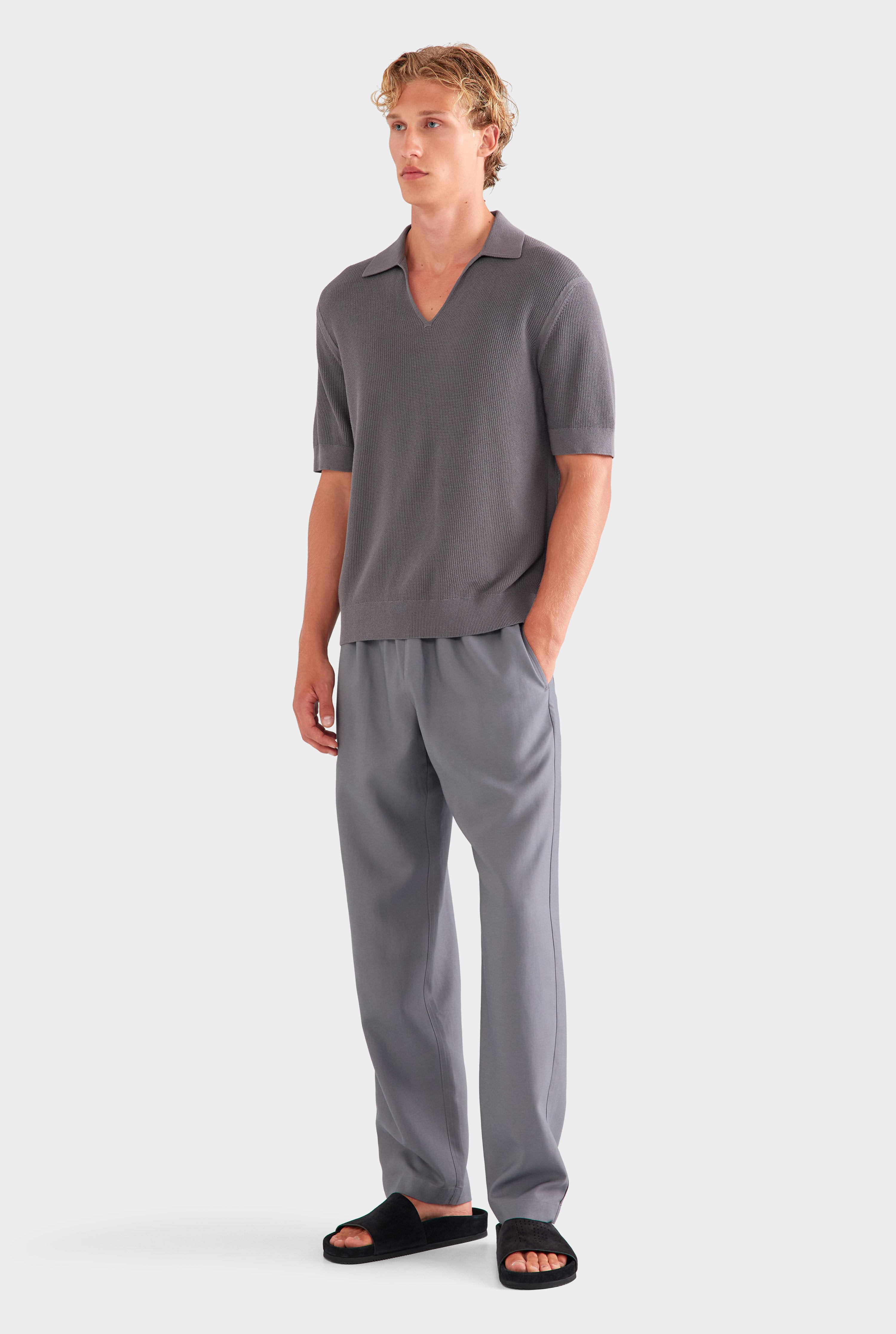 Lightweight Knit Polo - Granite Grey
