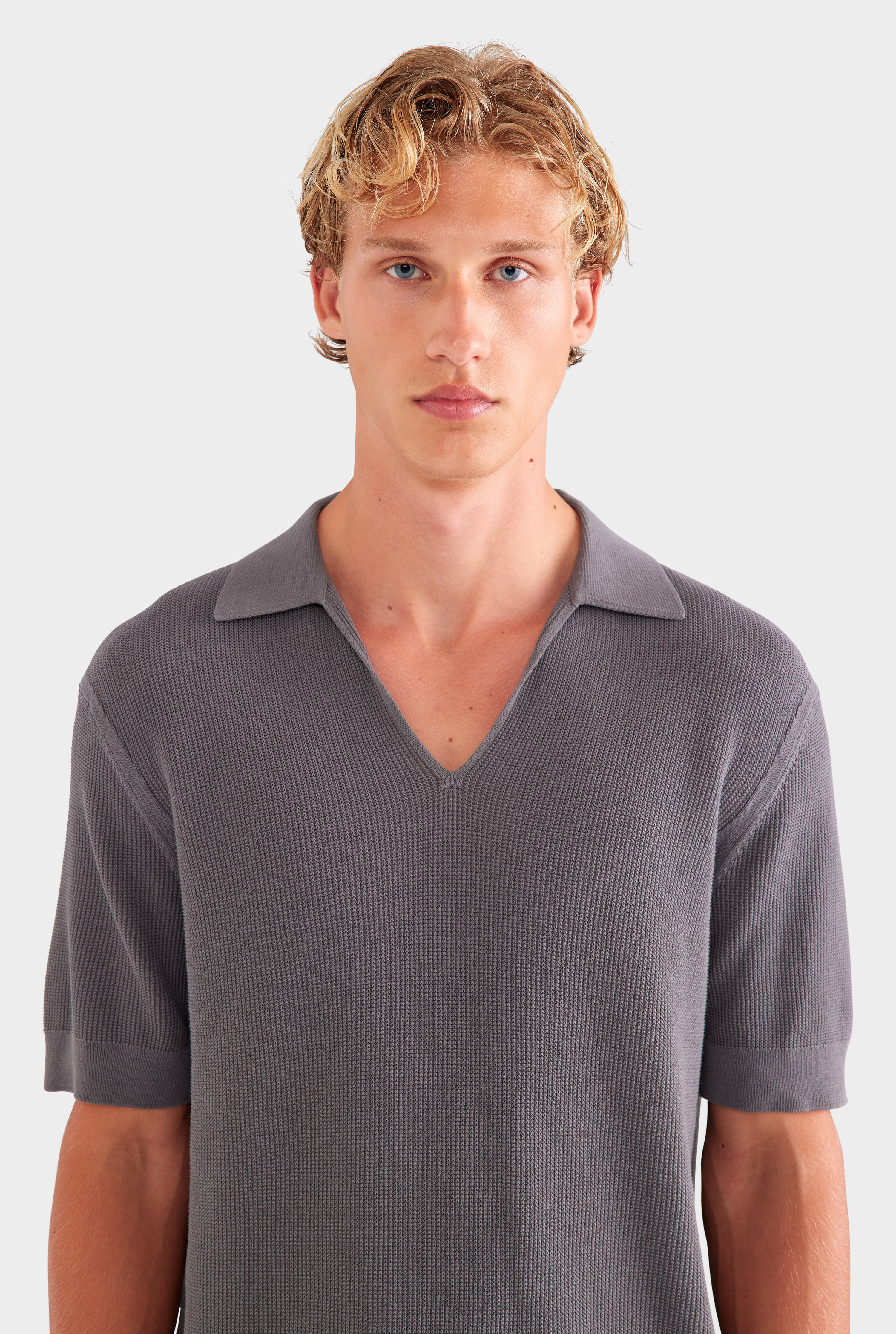 Lightweight Knit Polo - Granite Grey