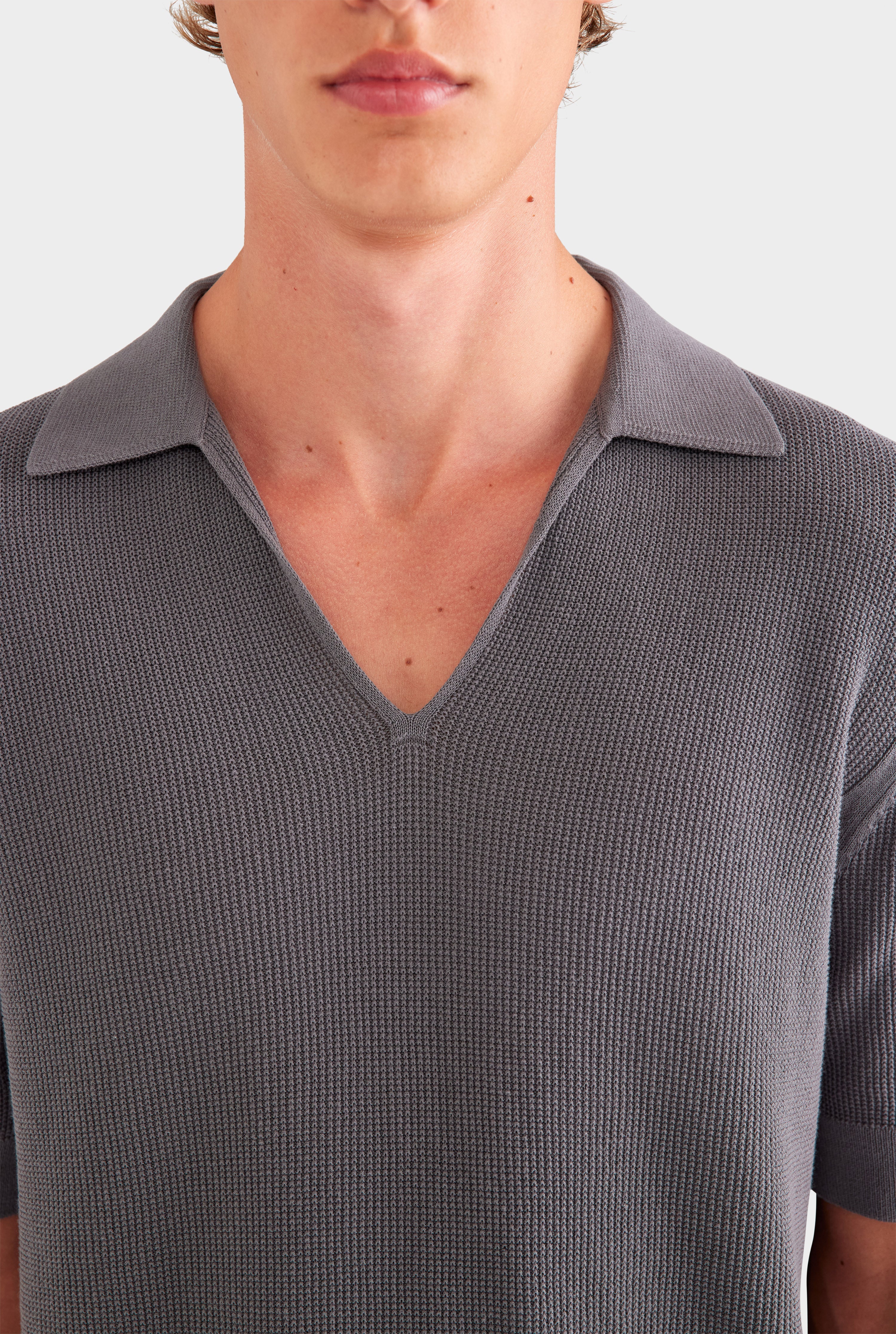 Lightweight Knit Polo - Granite Grey