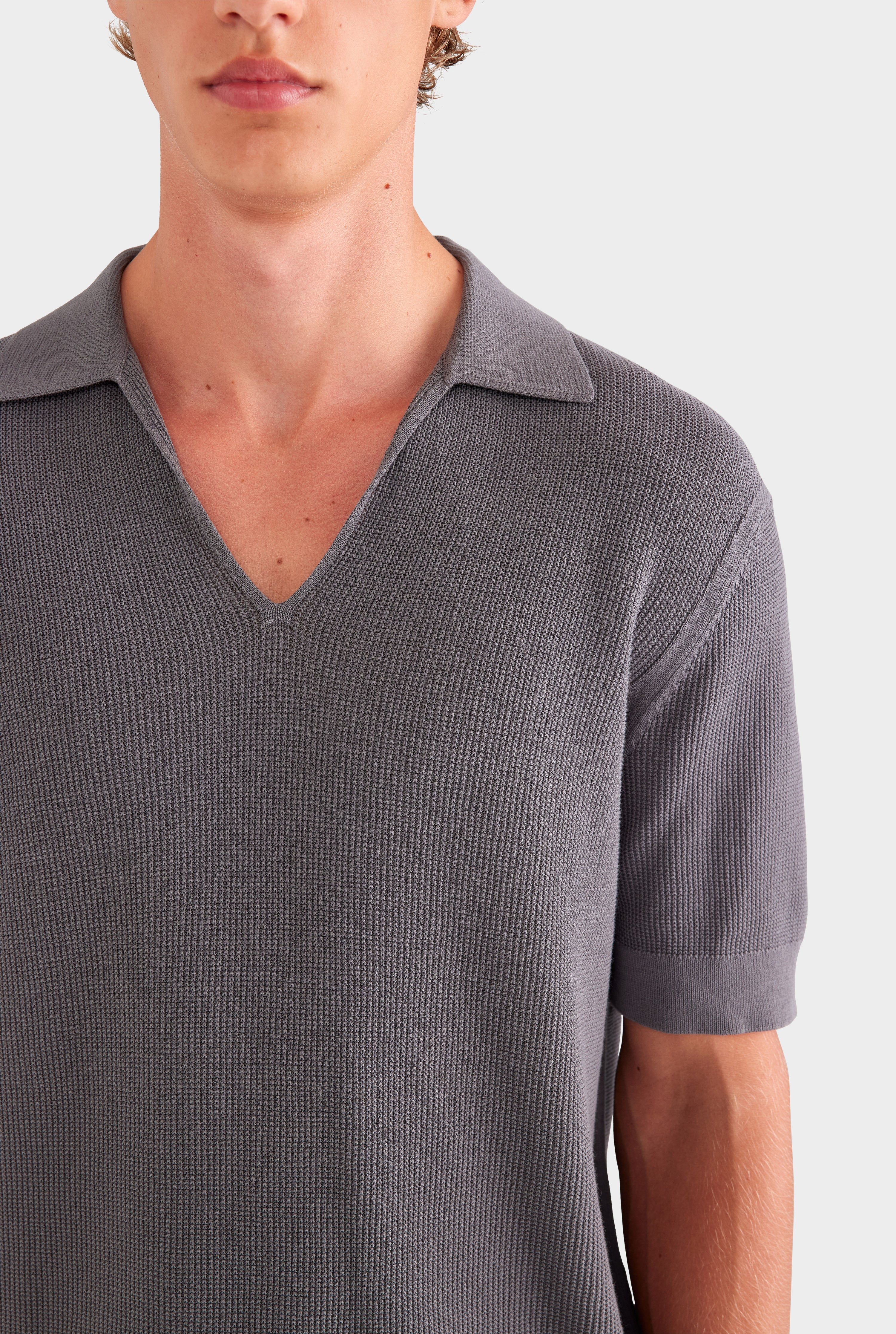 Lightweight Knit Polo - Granite Grey