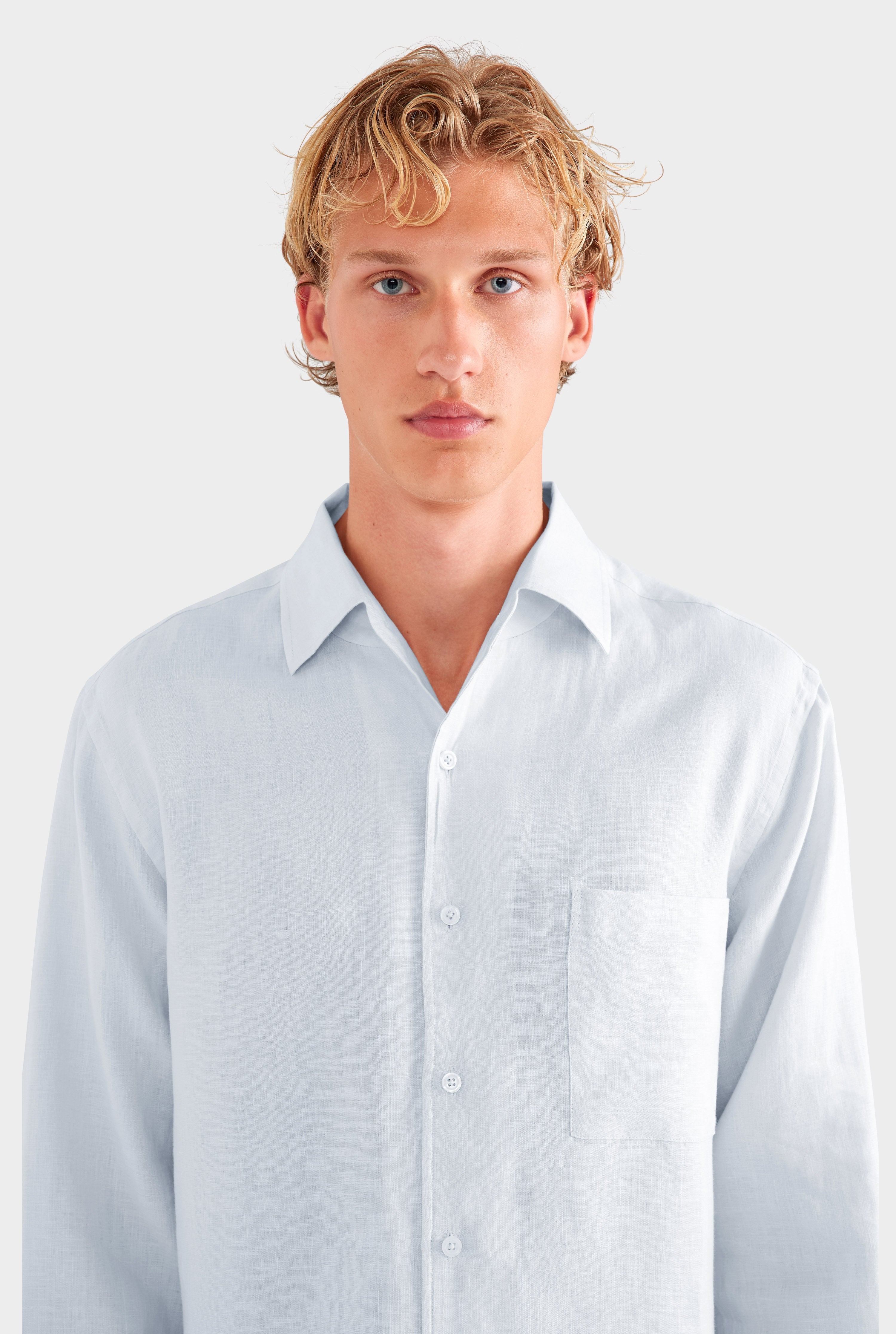 Relaxed Linen Shirt - Light Blue