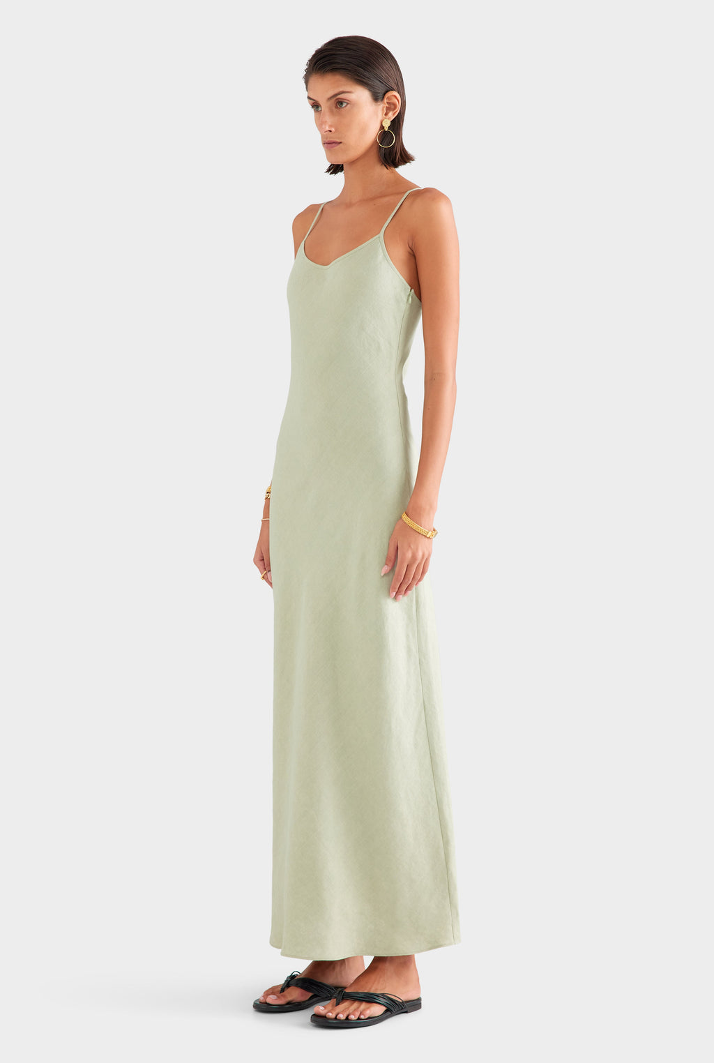 Linen Slip Dress - Pale Pistachio