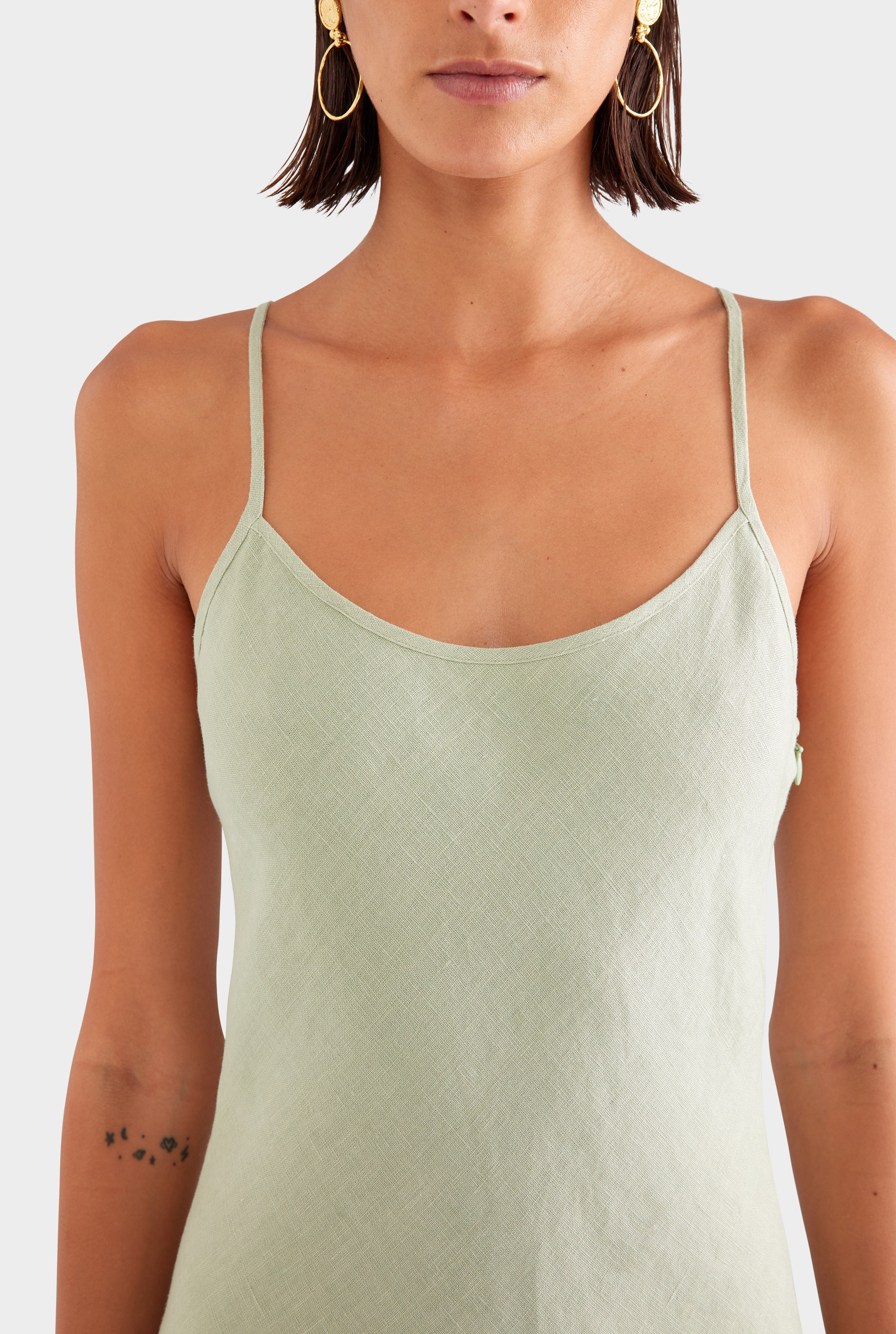 Linen Slip Dress - Pale Pistachio