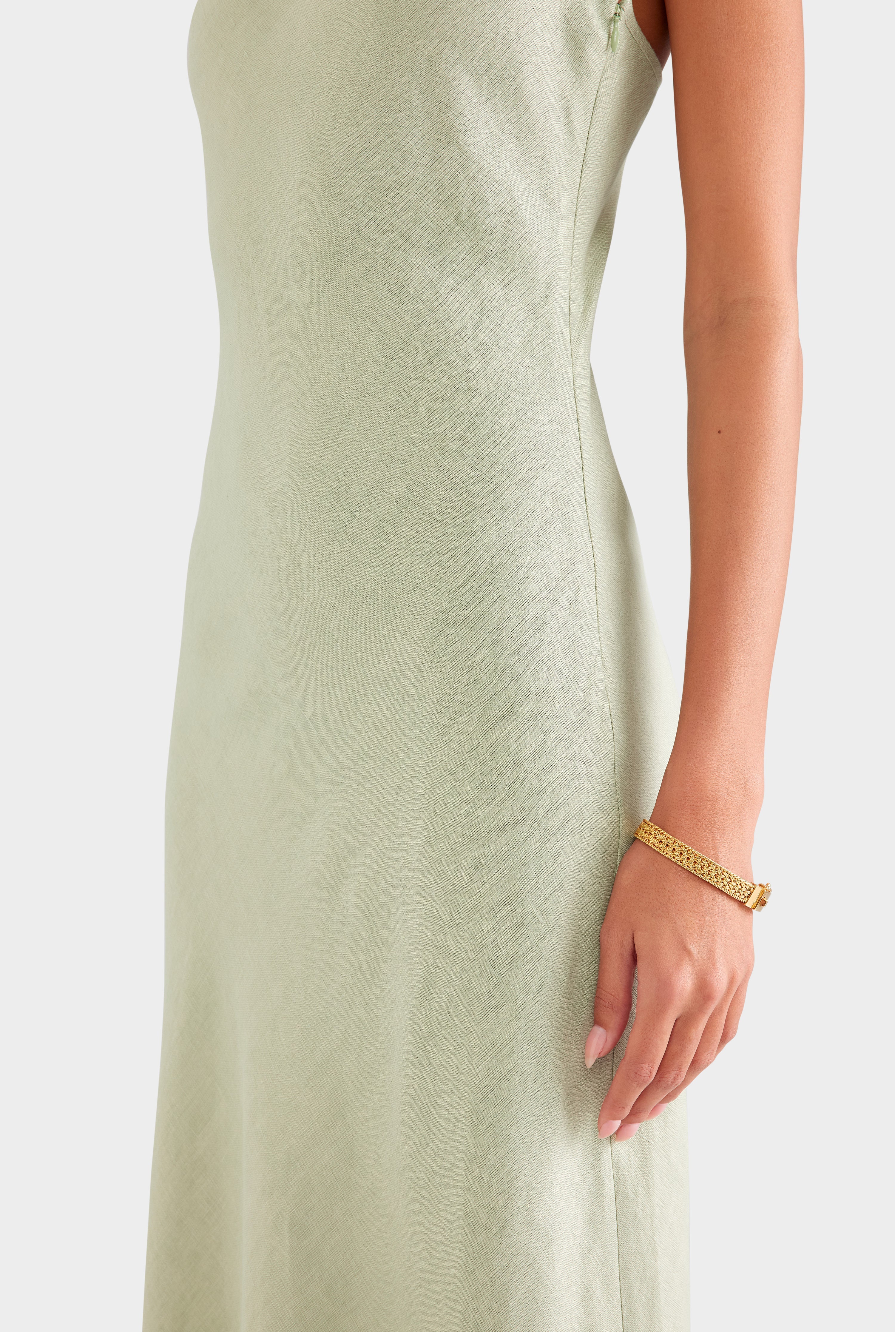 Linen Slip Dress - Pale Pistachio